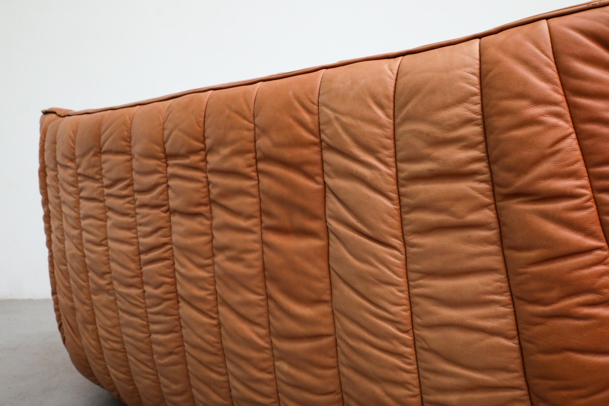 Ligne Roset Style Leather Loveseat by Laauser, German 1970s For Sale 13