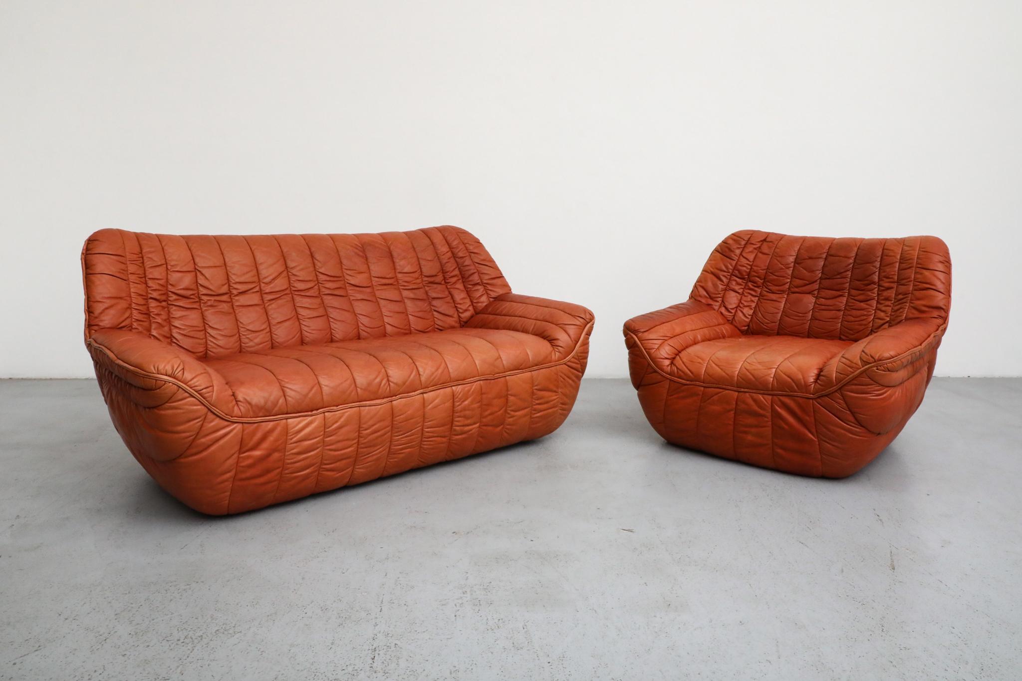 Ligne Roset Style Leather Loveseat by Laauser, German 1970s For Sale 15