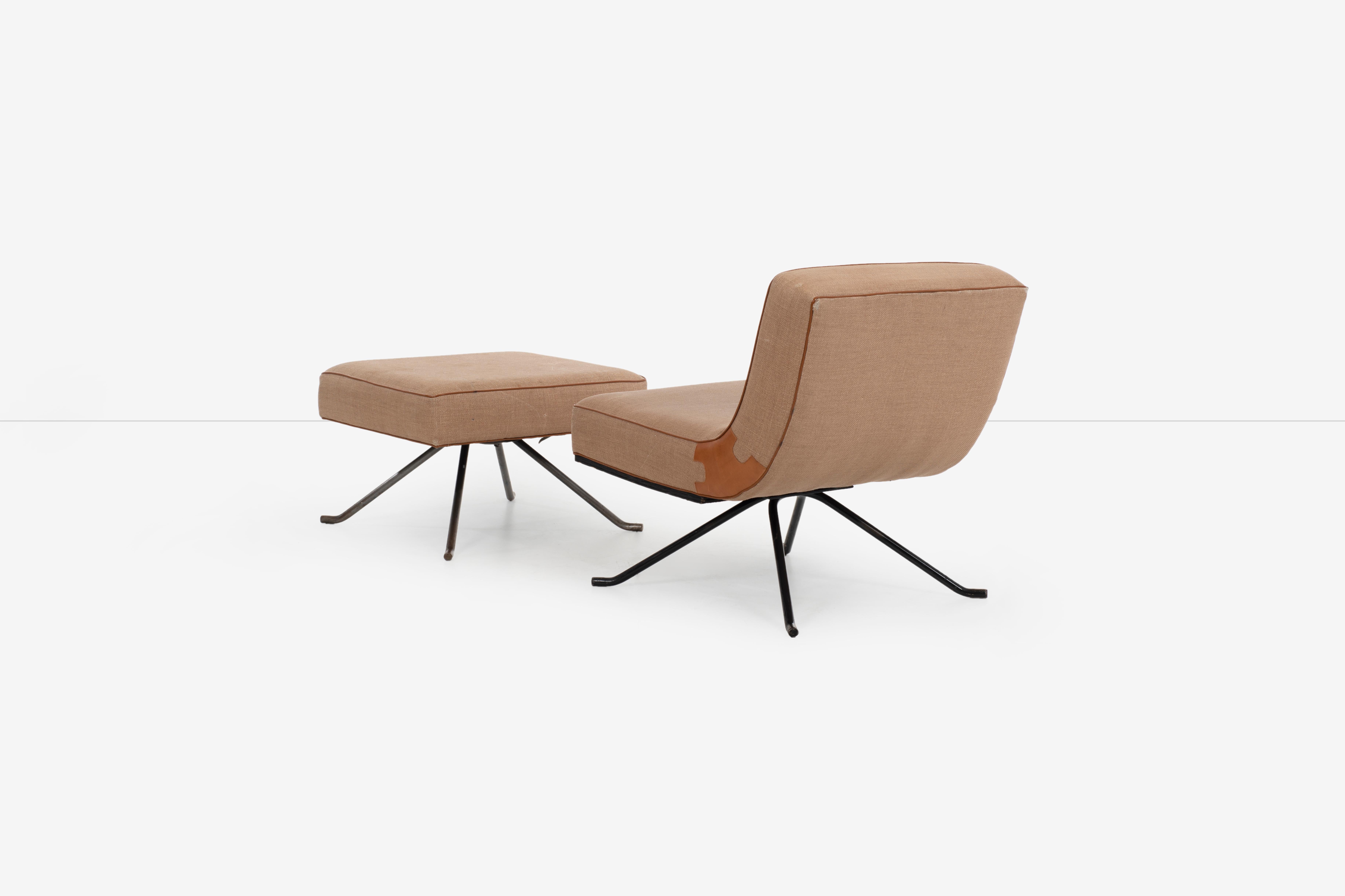 Modern Ligne Roset Style Lounge Chair and Ottoman