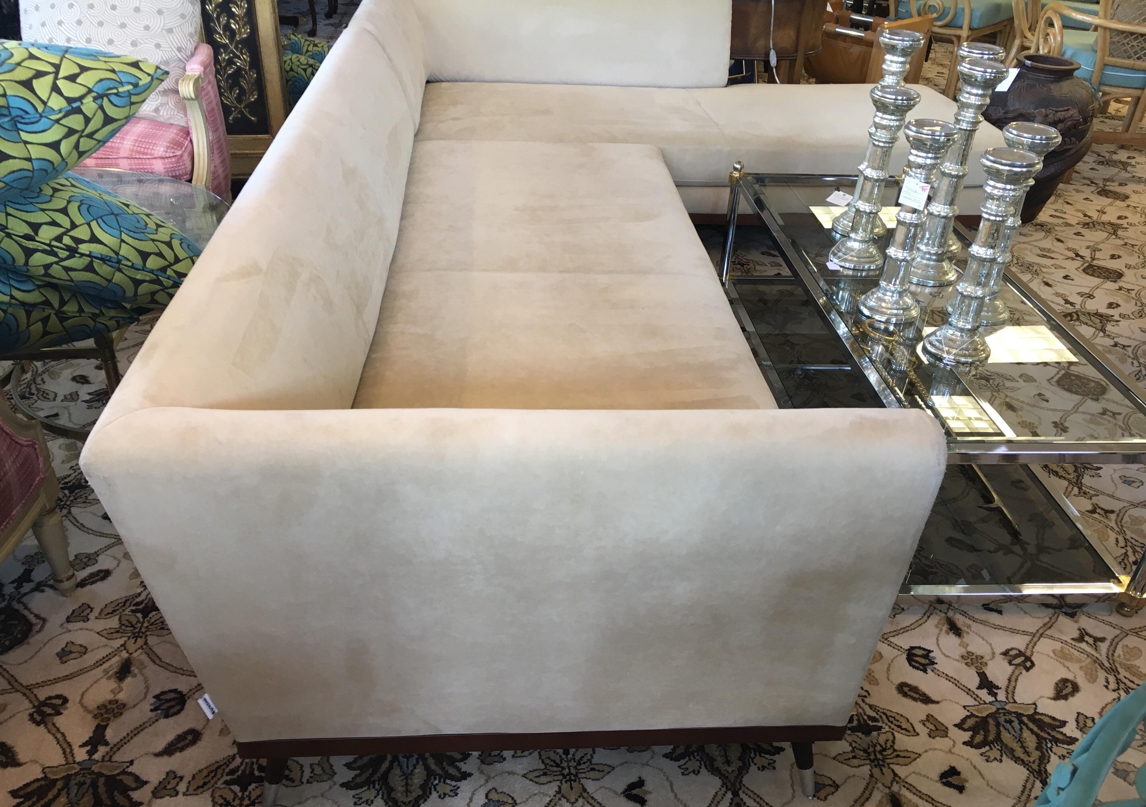 Ligne Roset Suede Feng Sectional Sofa Didier Gomez with Custom Knoll Pillows 6