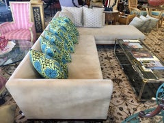 Ligne Roset Suede Feng Sectional Sofa Didier Gomez with Custom Knoll Pillows