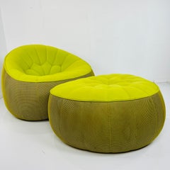 Ligne Roset Swivel Chair + Ottoman