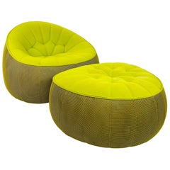 Ligne Roset Swivel Chair + Ottoman