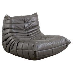 Ligne Roset Togo 1-Seater in Grey Leather by Michel Ducaroy