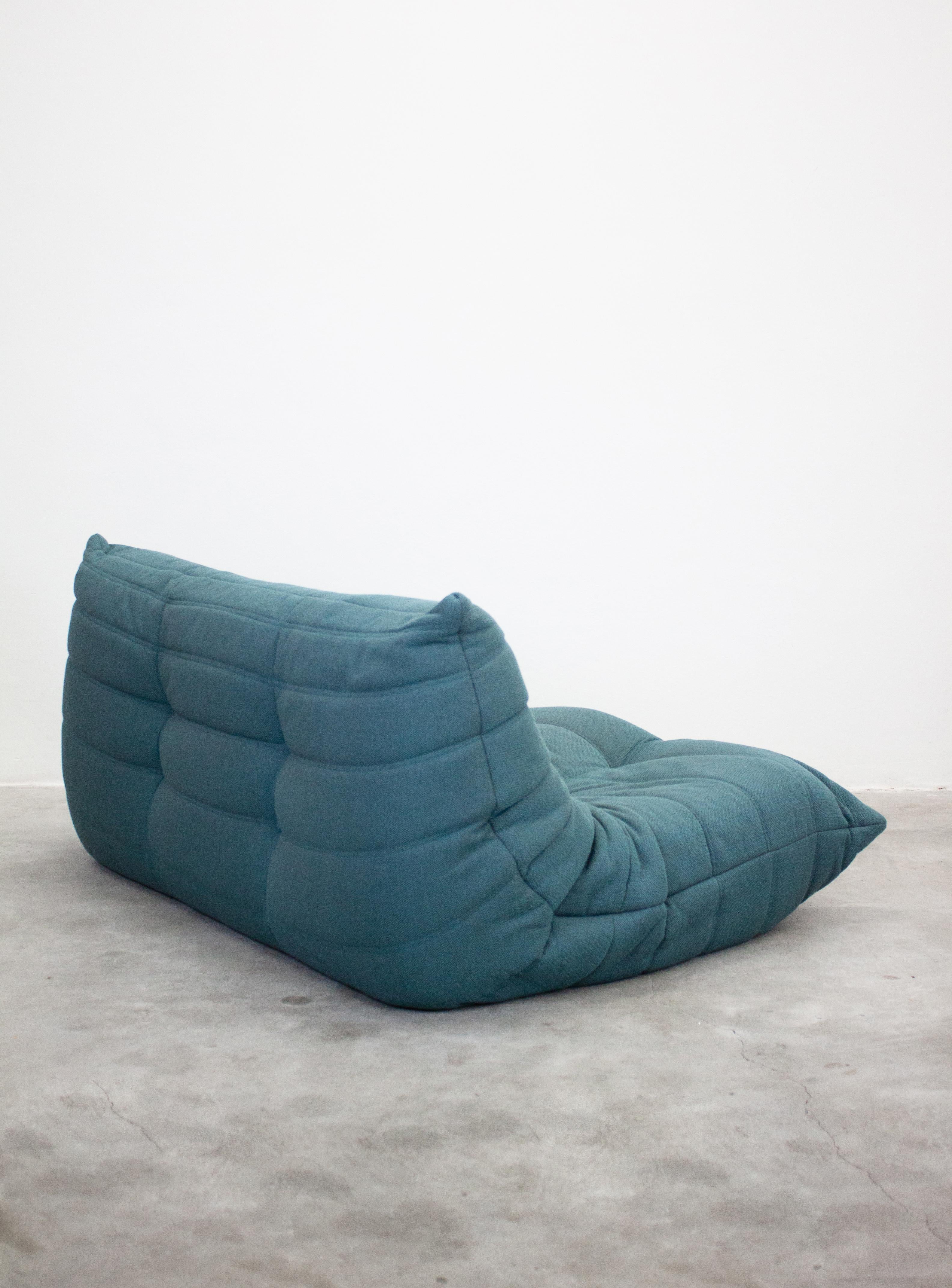 Mid-Century Modern Ligne Roset Togo 2 Seater Sofa by Michel Ducaroy 'Teal Green'