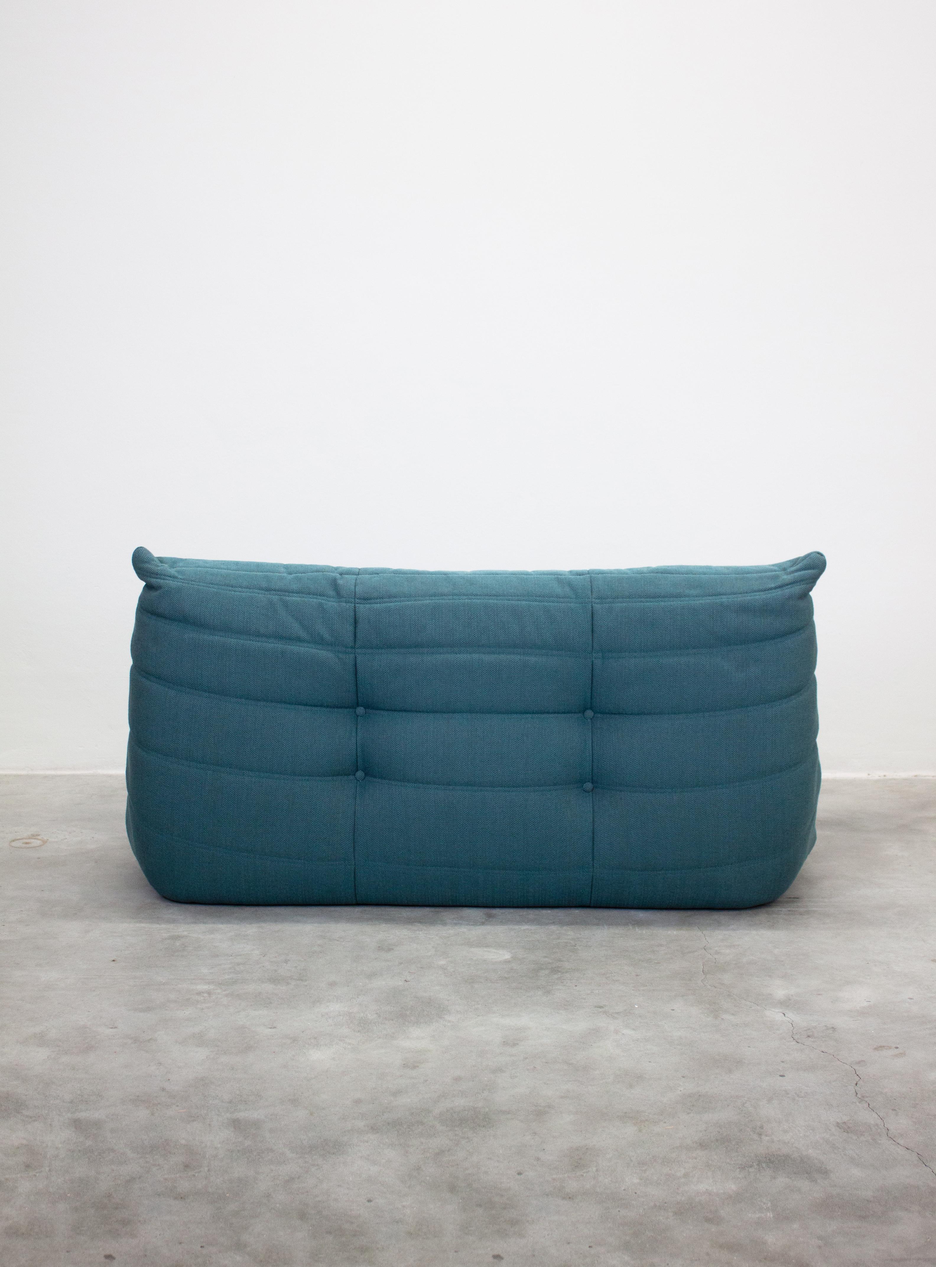 Ligne Roset Togo 2 Seater Sofa by Michel Ducaroy 'Teal Green' In Good Condition In AMSTERDAM, NL