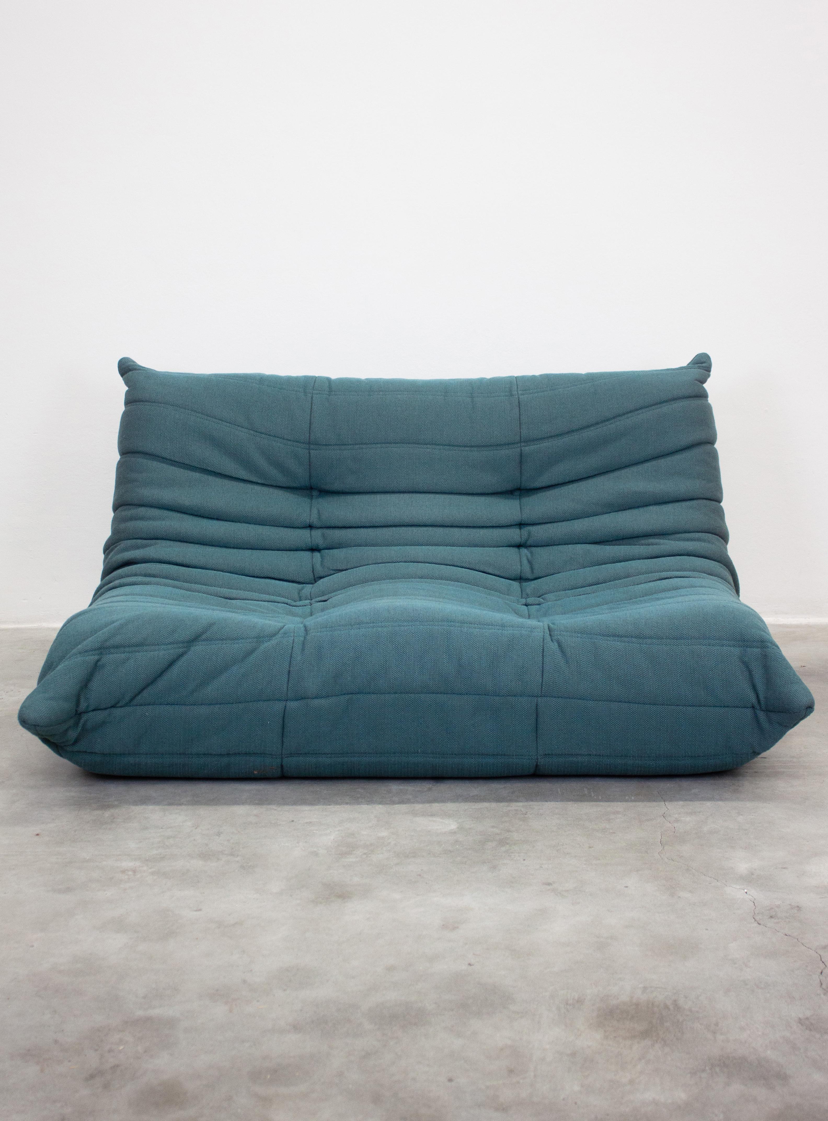 20th Century Ligne Roset Togo 2 Seater Sofa by Michel Ducaroy 'Teal Green'
