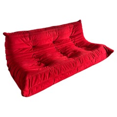 Ligne Roset Togo 3 seater by Michel Ducaroy, Original Red Alcantara fabric