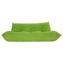 Ligne Roset "Togo" 3 Seater In Apple Green Velvet Fabric, Michel Ducaroy 1973