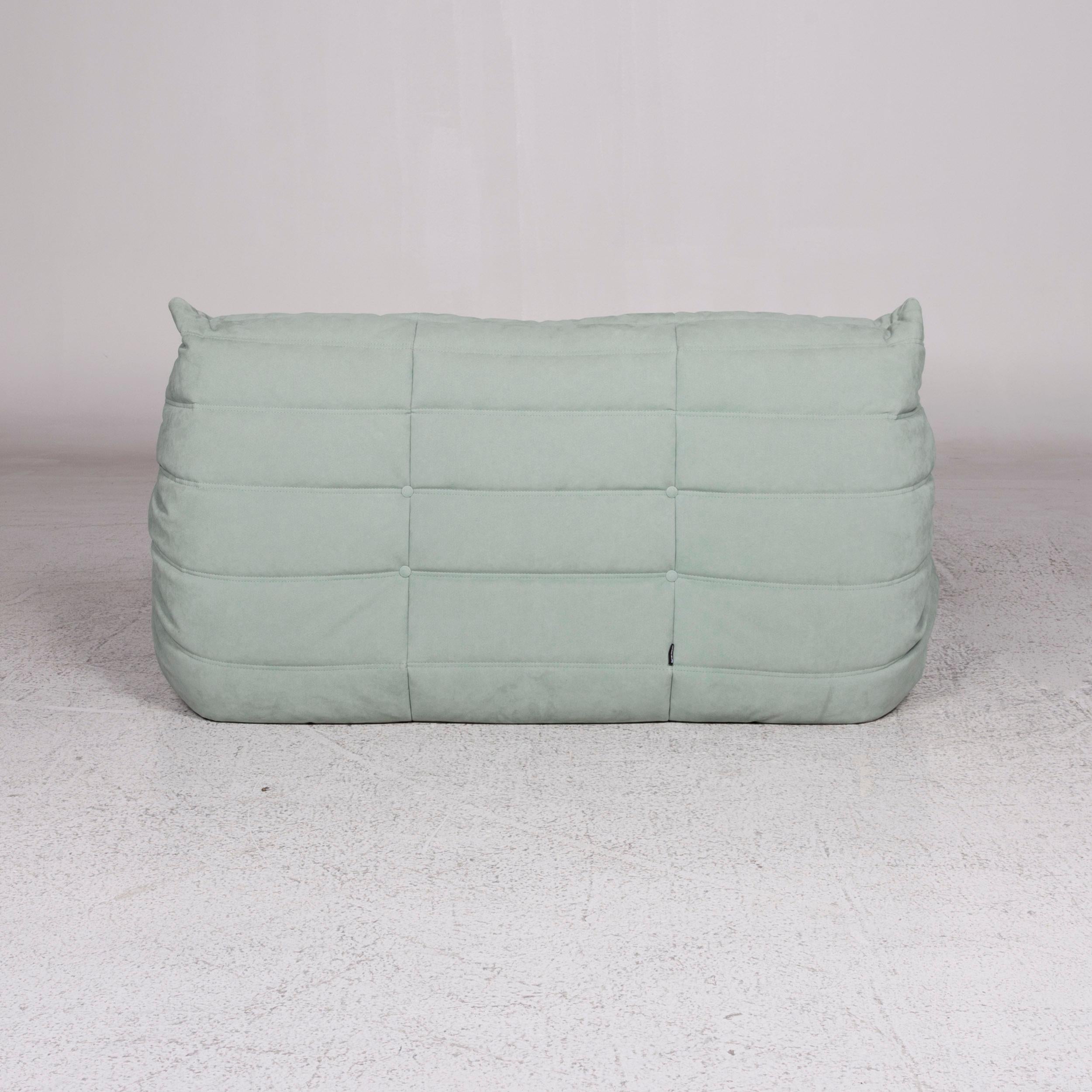Contemporary Ligne Roset Togo Alcantara Stoff Sofa Garnitur Mint Flieder Grün Lila 2x