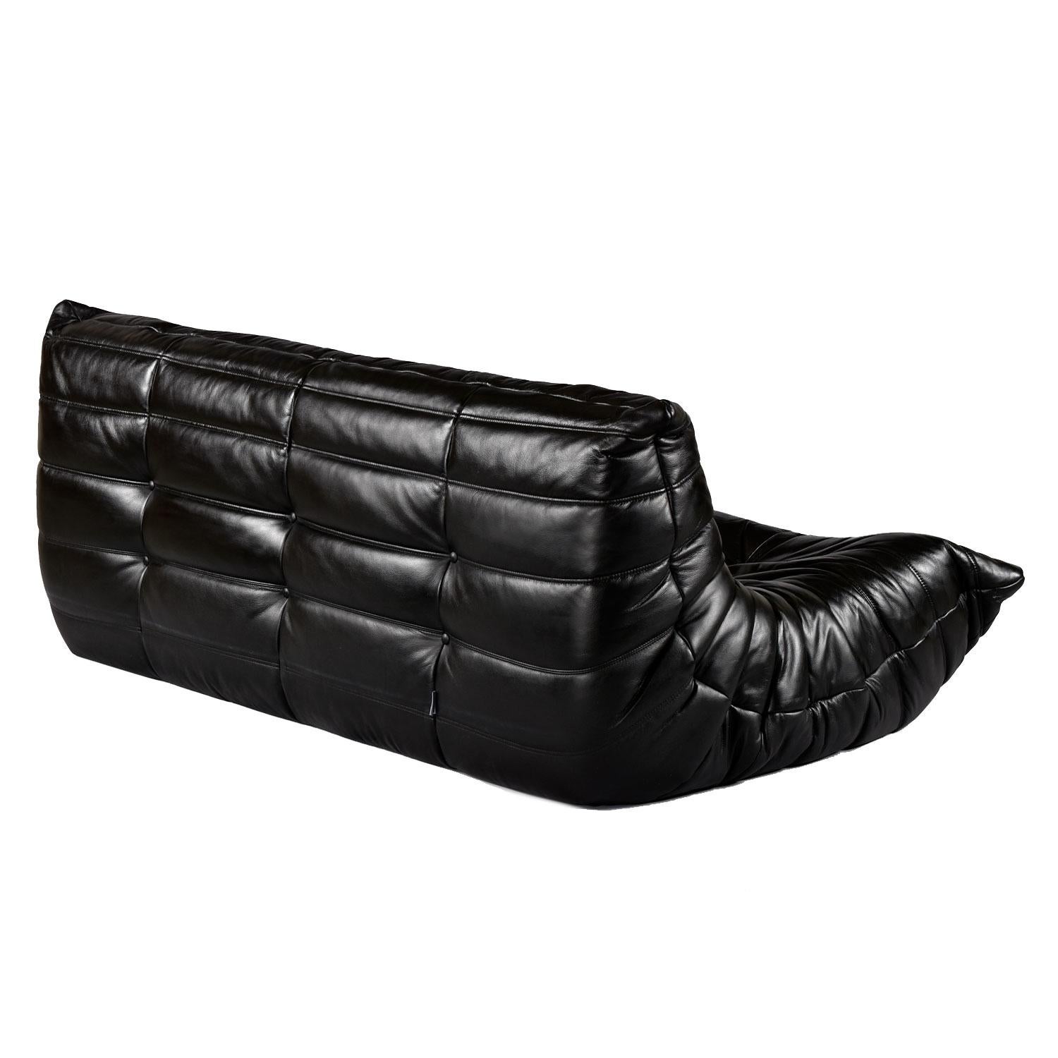 black leather togo sofa