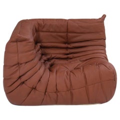 Ligne Roset Togo Brown Leather Corner Sofa by Michel Ducaroy