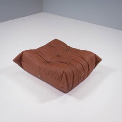 Ligne Roset Togo Brown Leather Footstool by Michel Ducaroy