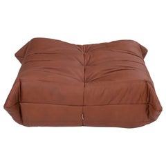 Ligne Roset Togo Brown Leather Footstool by Michel Ducaroy