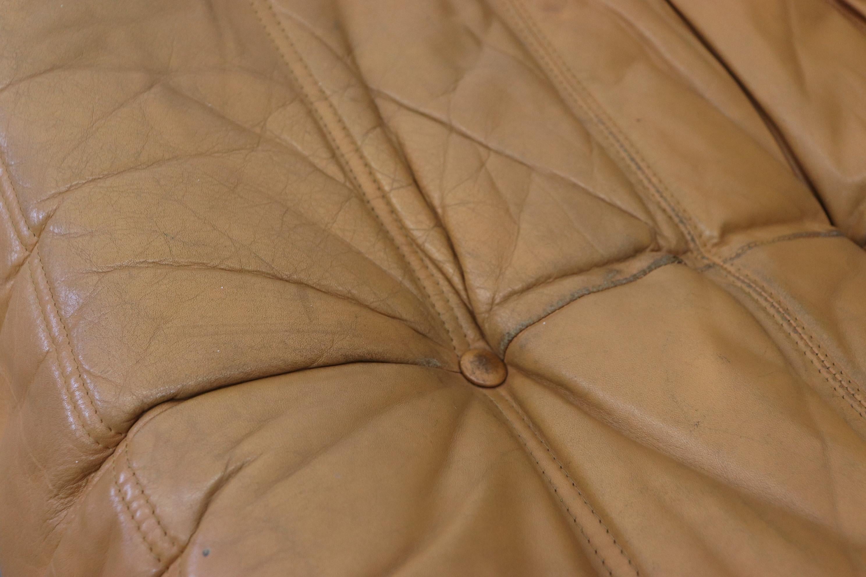 Ligne Roset 'TOGO' Butterscotch Leather Corner Sectional Sofa 3