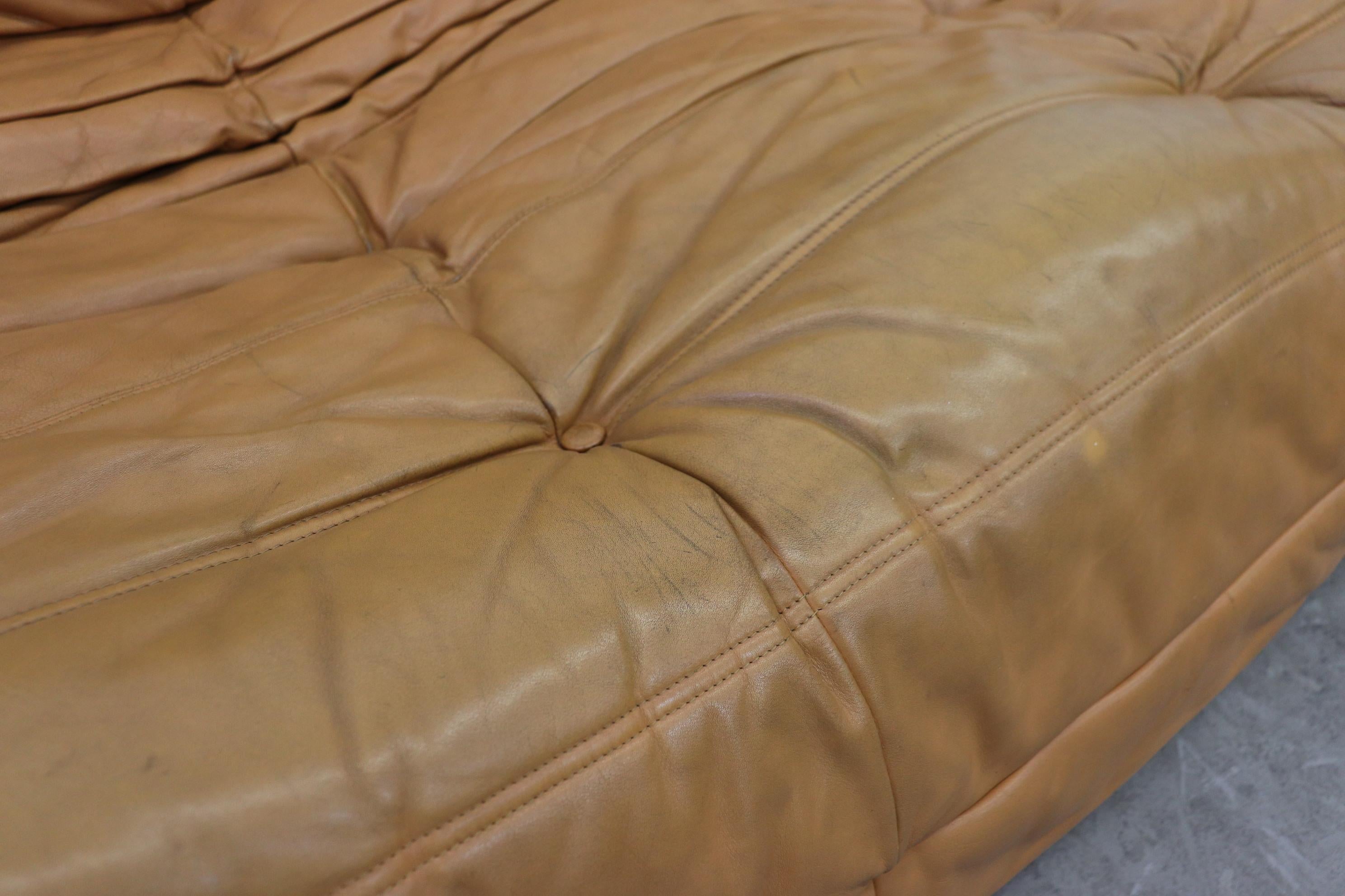 Ligne Roset 'TOGO' Butterscotch Leather Corner Sectional Sofa 6