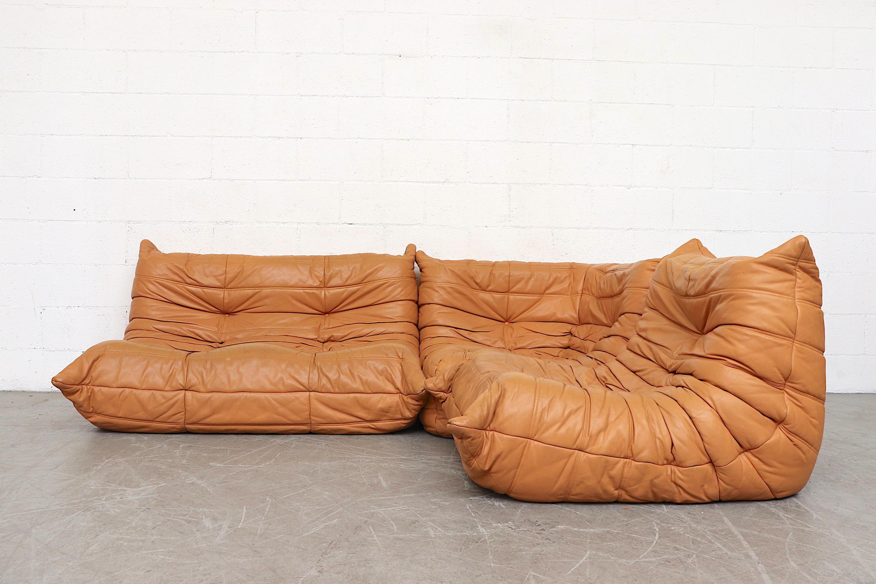 Ligne Roset 'TOGO' Butterscotch Leather Corner Sectional Sofa 8