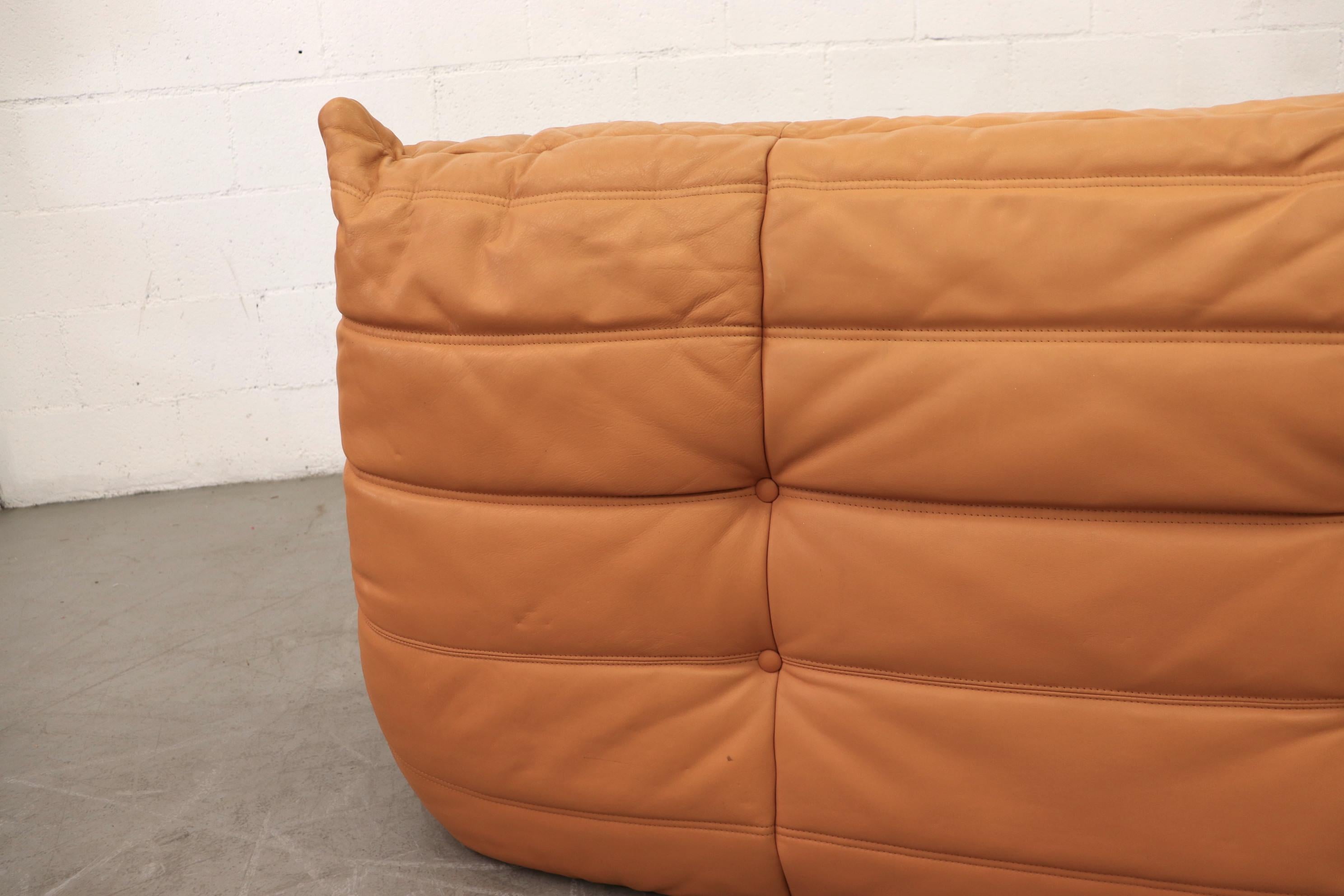 Dutch Ligne Roset 'TOGO' Butterscotch Leather Corner Sectional Sofa
