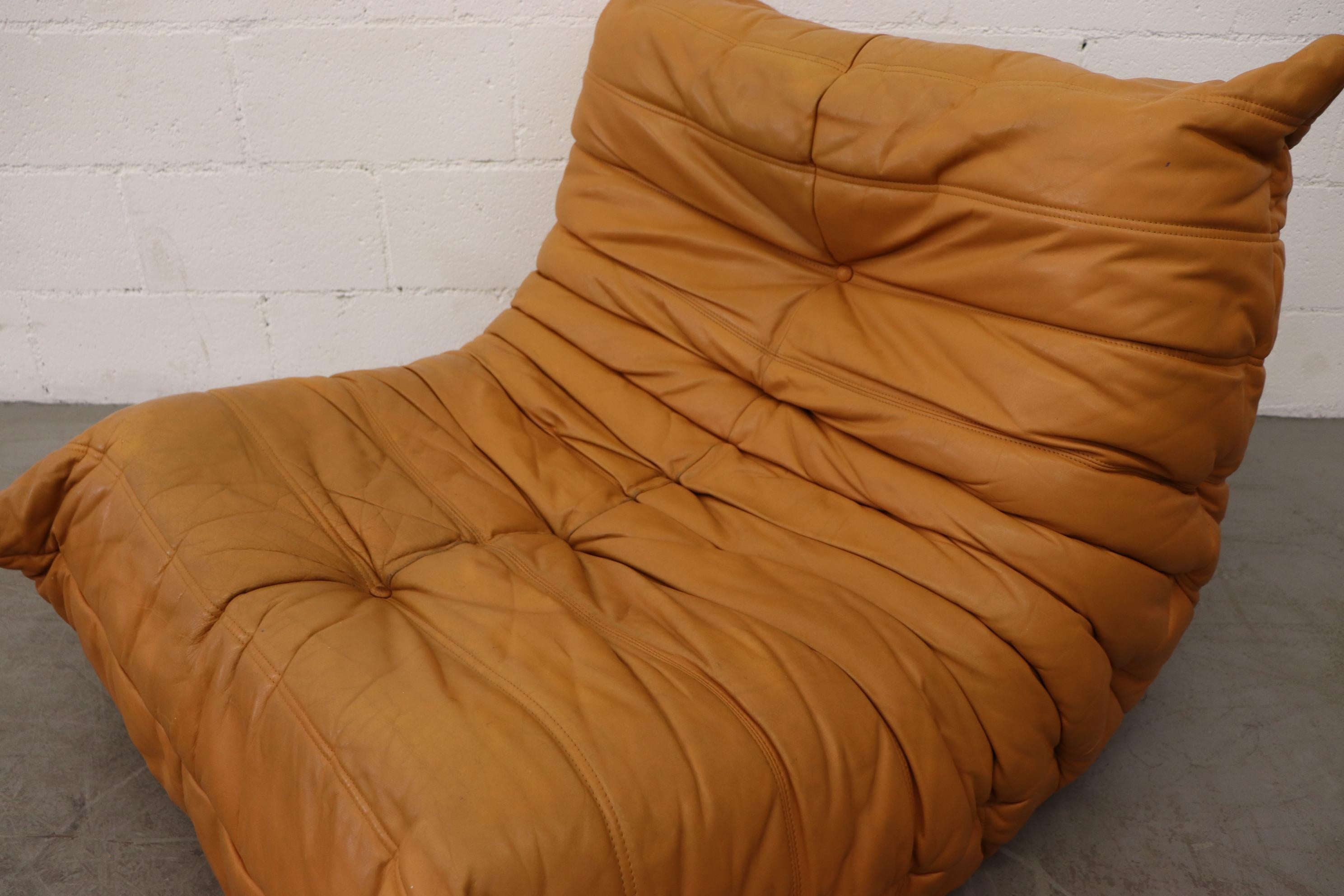 Ligne Roset 'TOGO' Butterscotch Leather Corner Sectional Sofa 1