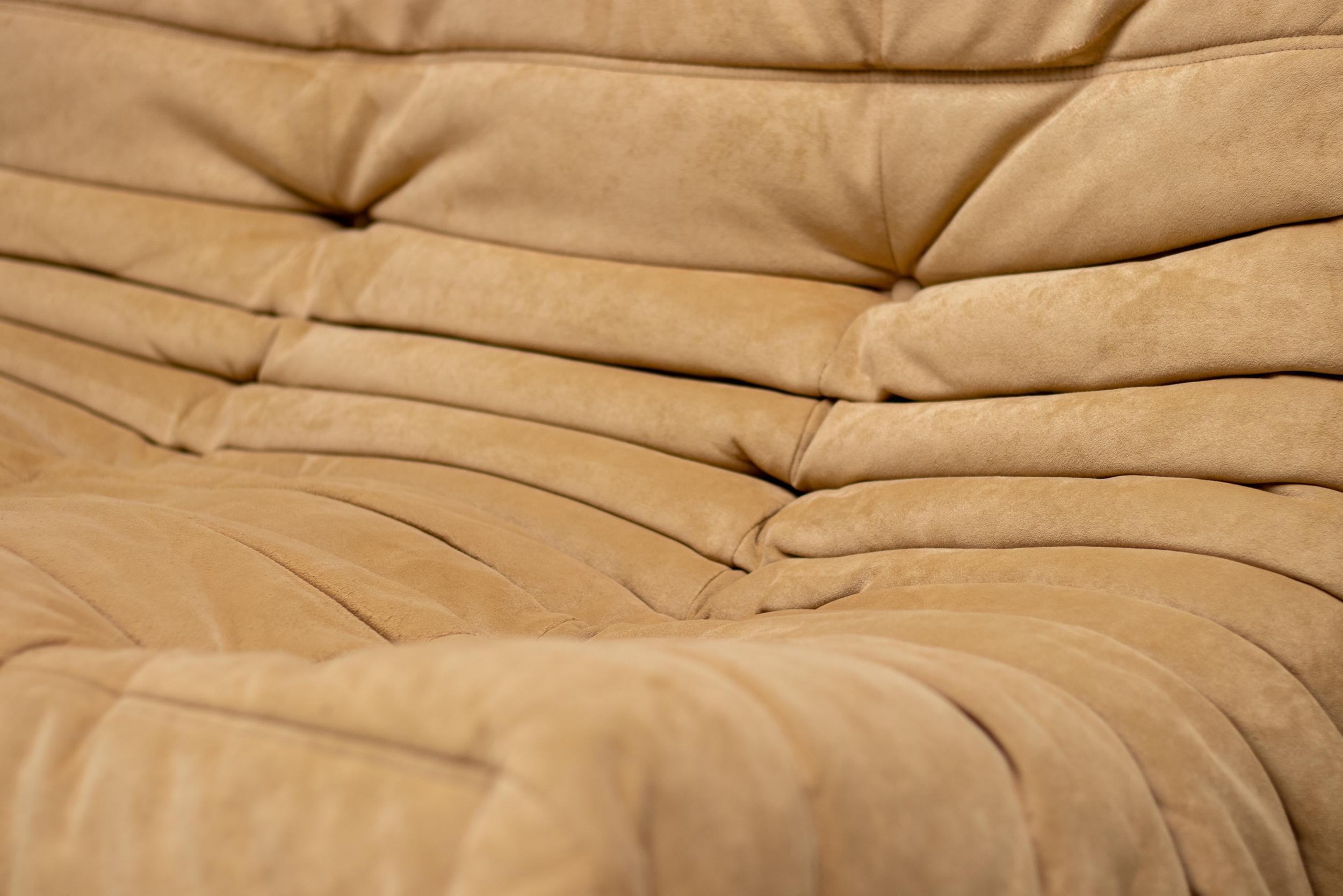 French Ligne Roset Togo by Michel Ducaroy Alcantara Three-Seater Sofa