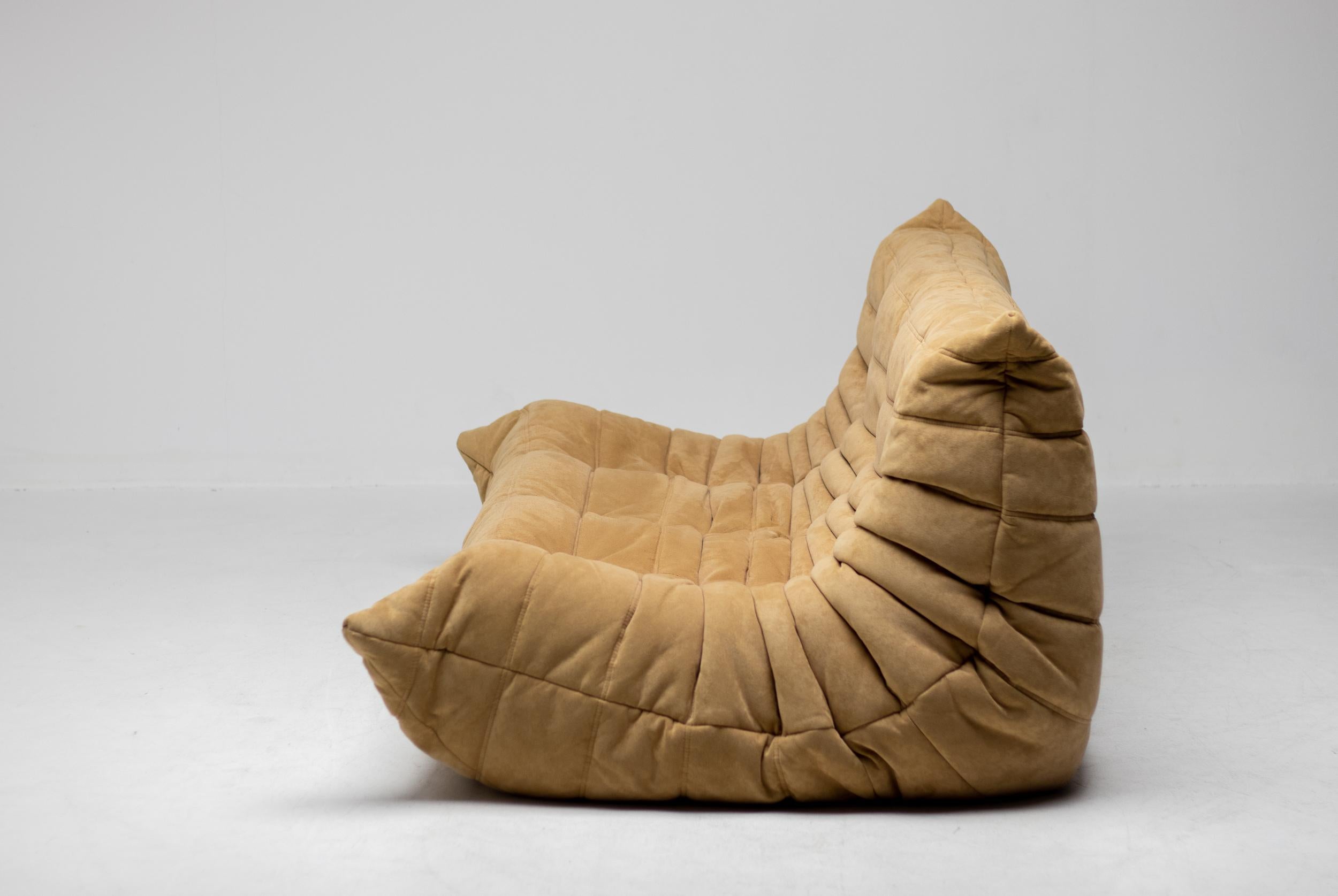Ultrasuede Ligne Roset Togo by Michel Ducaroy Alcantara Three-Seater Sofa