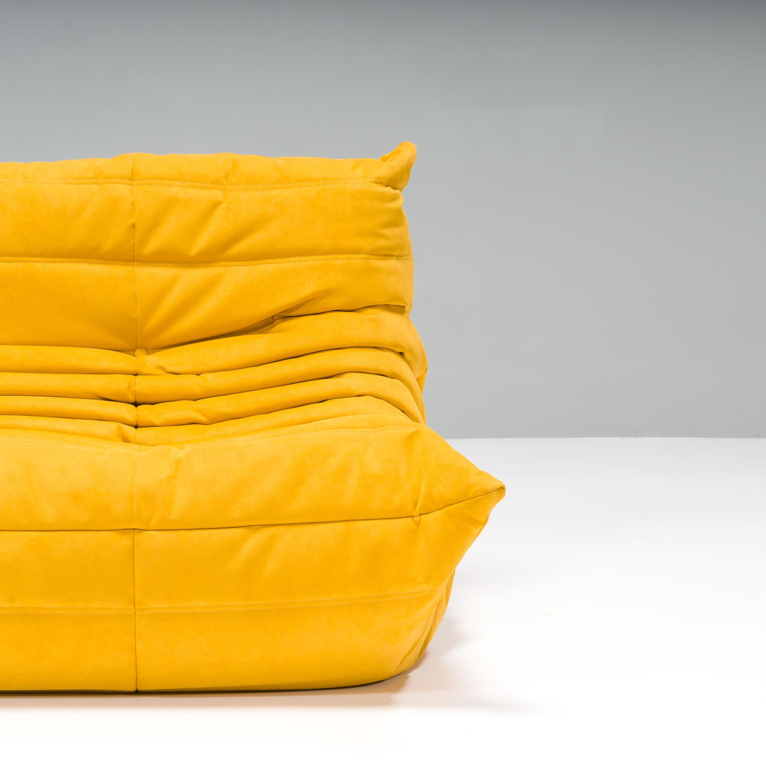 Ligne Roset Togo by Michel Ducaroy Alcantara Yellow 2-Seater Sofa In Good Condition In London, GB
