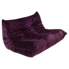 Vintage Ligne Roset Togo by Michel Ducaroy Purple Velvet 2 Seater Sofa