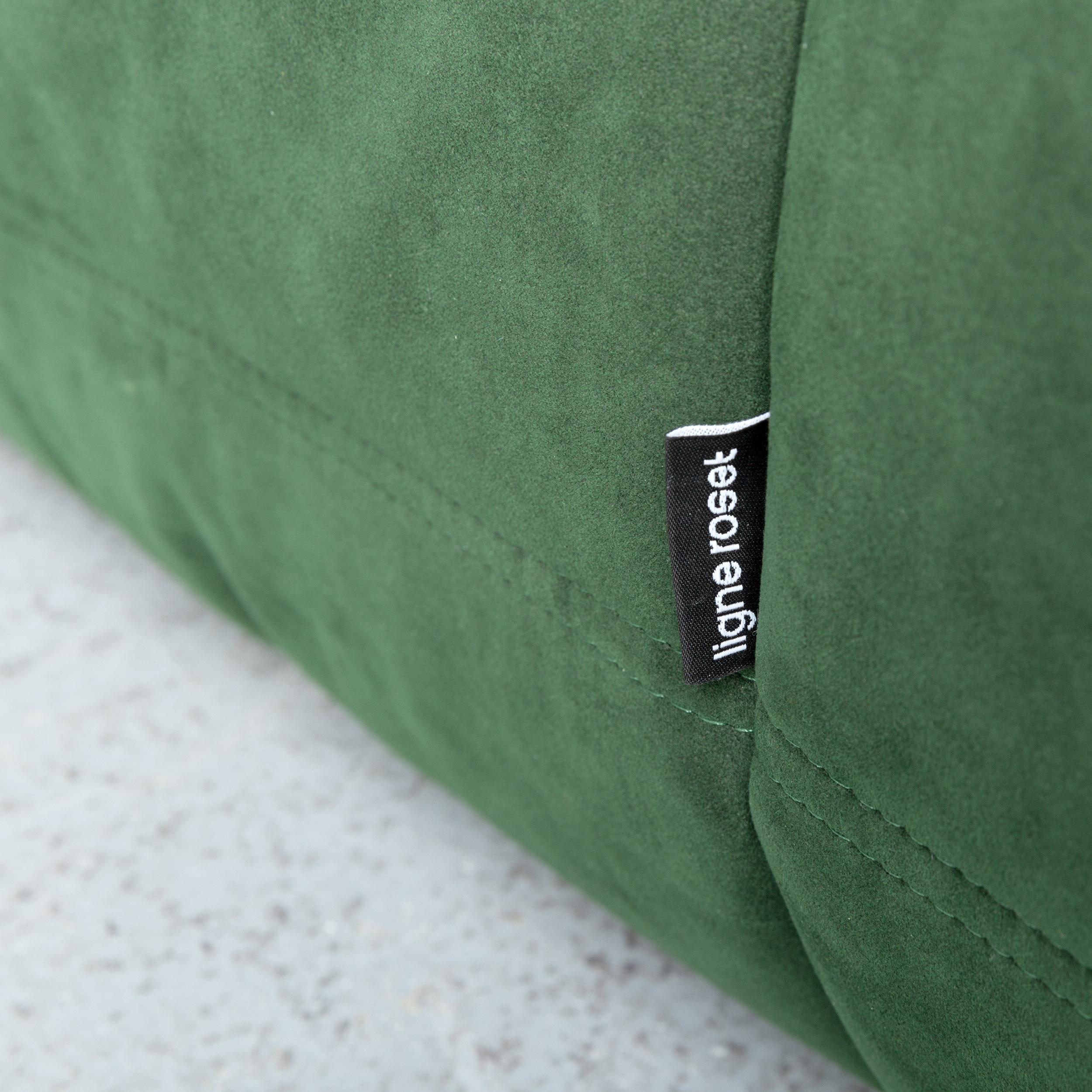 Ligne Roset Togo Designer Corner Sofa Green Alcantara Two-Seat Retro Couch 1
