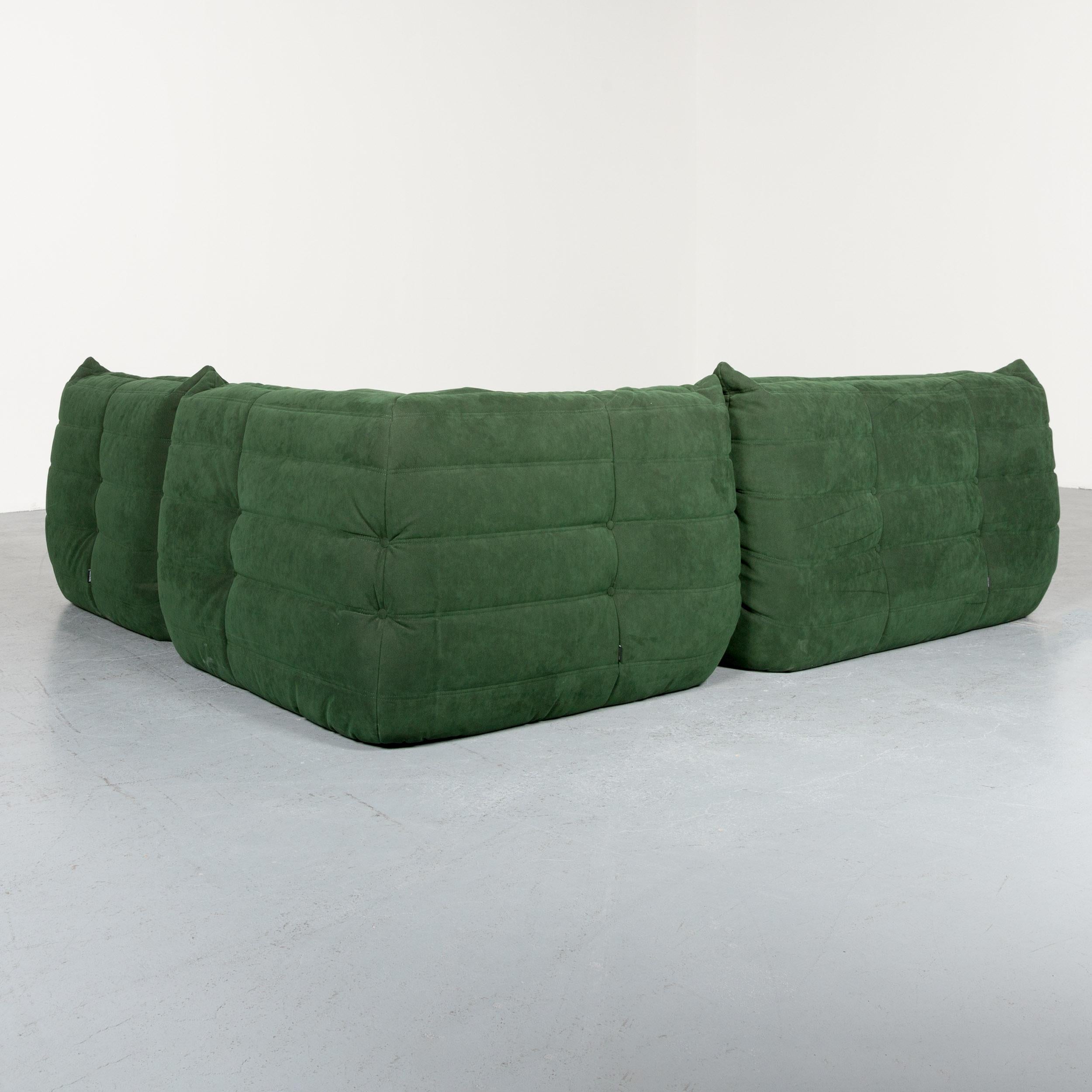 Ligne Roset Togo Designer Corner Sofa Green Alcantara Two-Seat Retro Couch 4