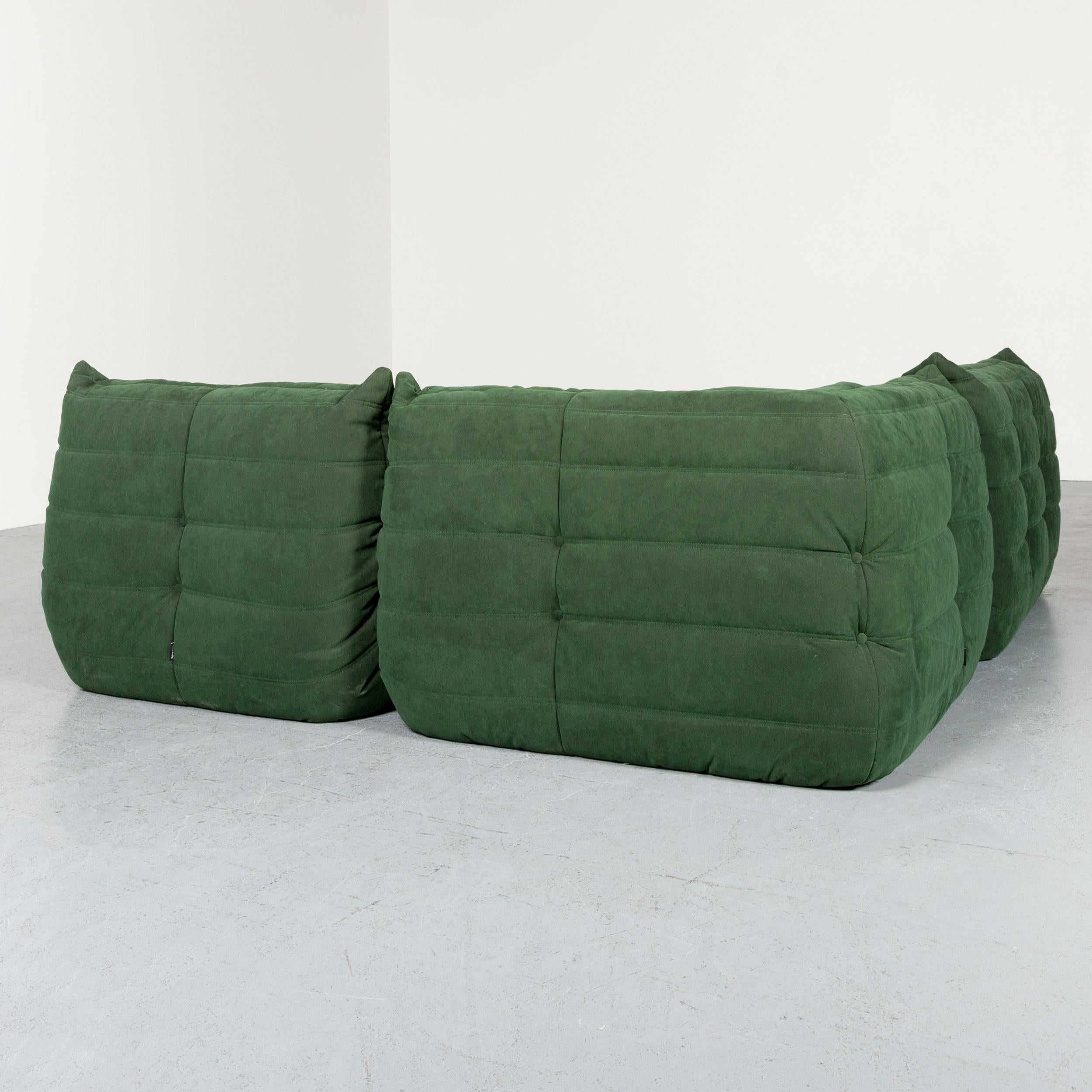 Ligne Roset Togo Designer Corner Sofa Green Alcantara Two-Seat Retro Couch 5