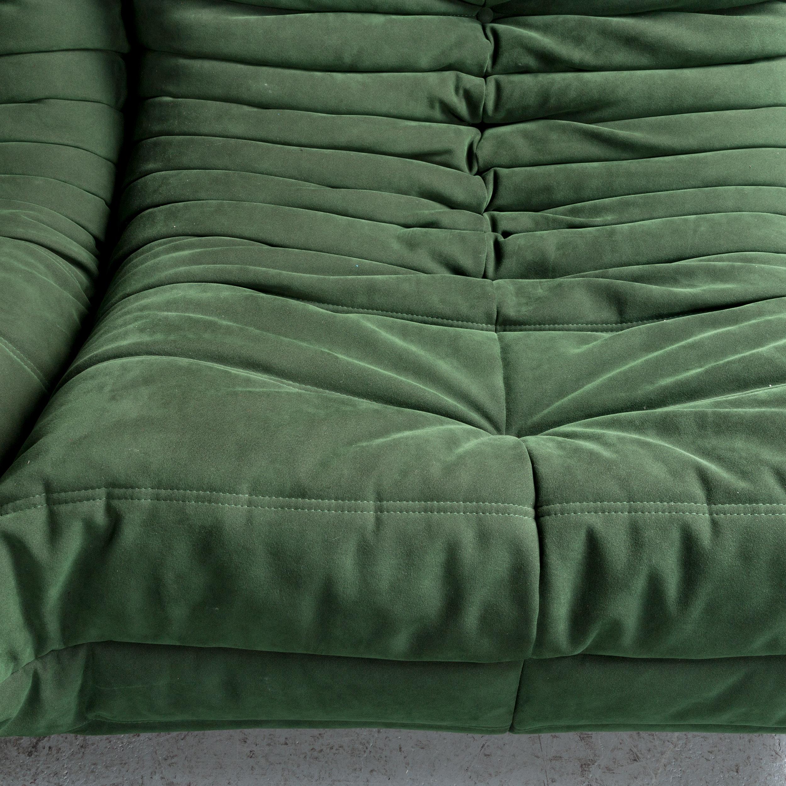 Ligne Roset Togo Designer Corner Sofa Green Alcantara Two-Seat Retro Couch In Good Condition In Cologne, DE
