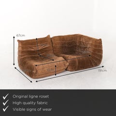 Ligne Roset Togo Stoffsofa-Set Braun 1 Dreisitzer 1 Hocker