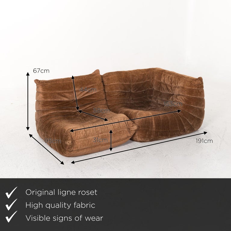 Ligne Roset Togo Fabric Sofa Set Brown 1 Three-Seat 1 Stool at 1stDibs | ligne  roset sale 2020