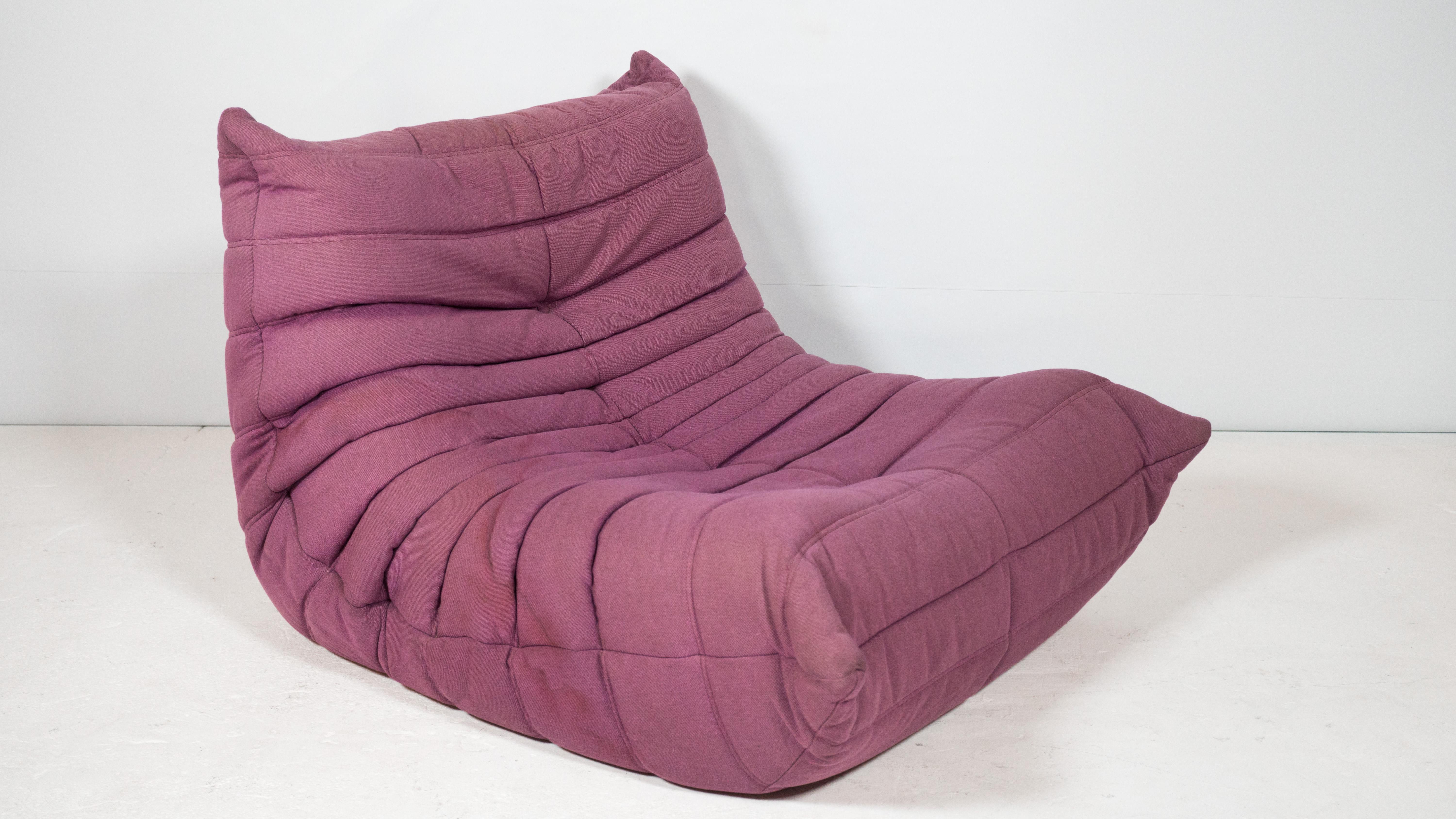 Ligne Roset Togo Fireside Chair in Purple by Michel Ducaroy For Sale 1