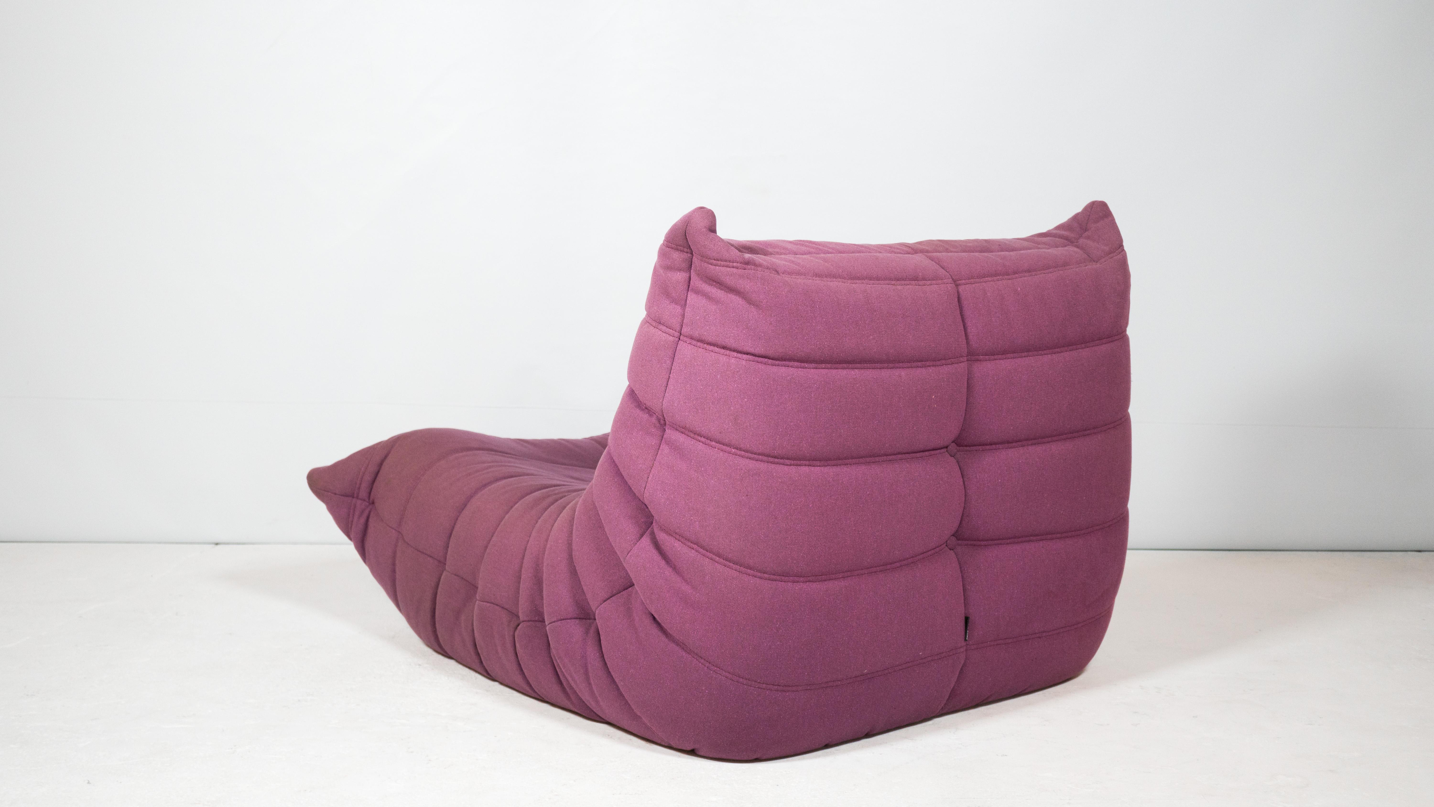 Mid-Century Modern Ligne Roset Togo Fireside Chair in Purple by Michel Ducaroy