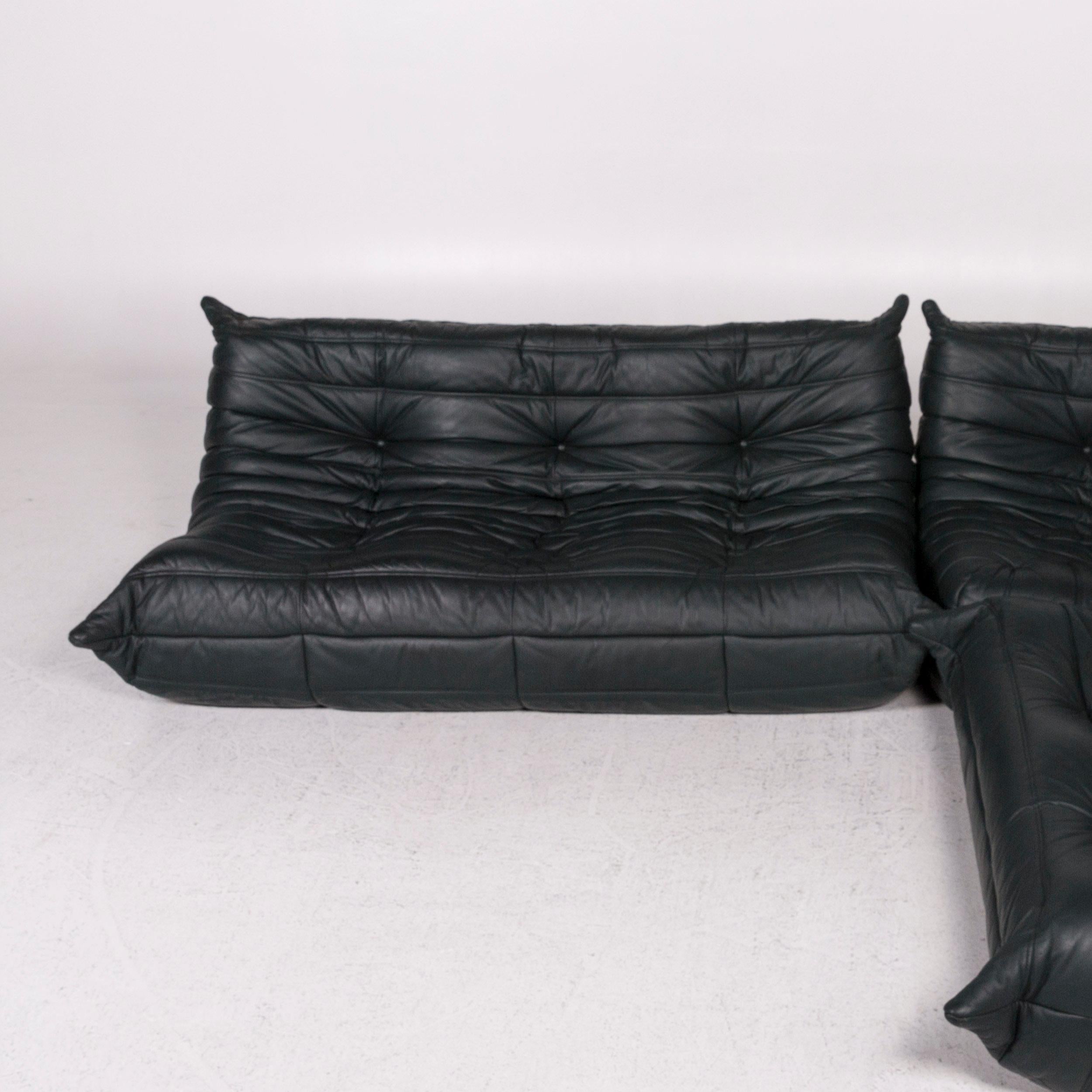 Ligne Roset Togo Leather Sofa Set Green Dark Green 1 Corner Sofa 1 Armchair 1