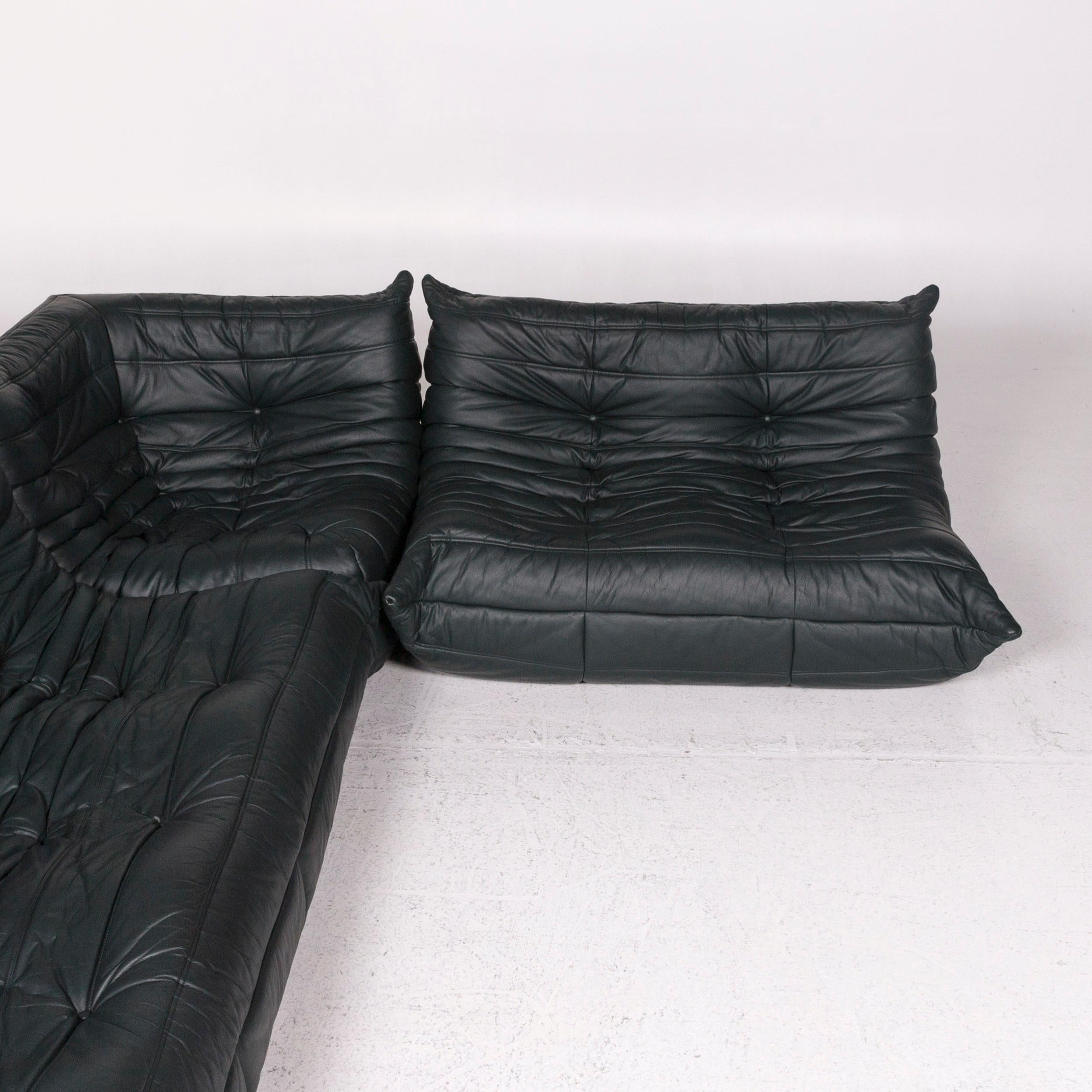 Ligne Roset Togo Leather Sofa Set Green Dark Green 1 Corner Sofa 1 Armchair 2