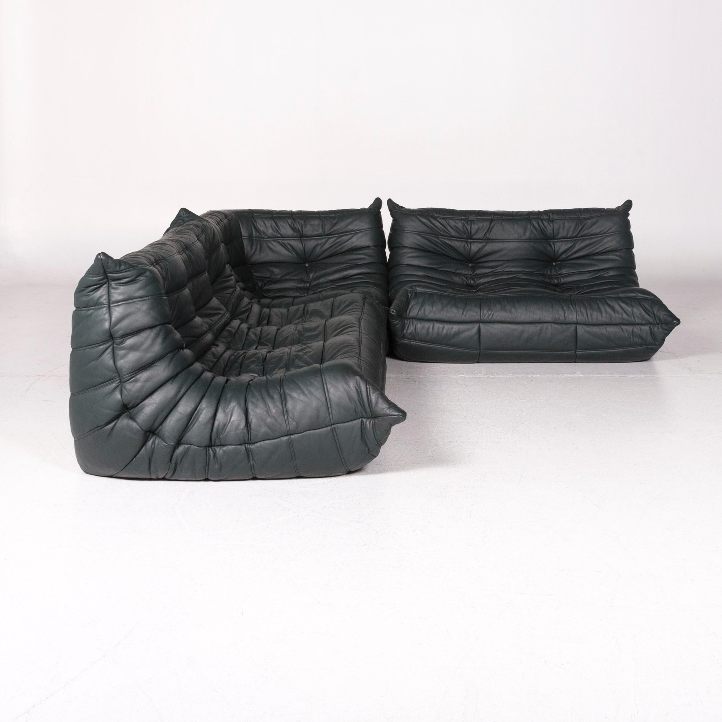Ligne Roset Togo Leather Sofa Set Green Dark Green 1 Corner Sofa 1 Armchair 3