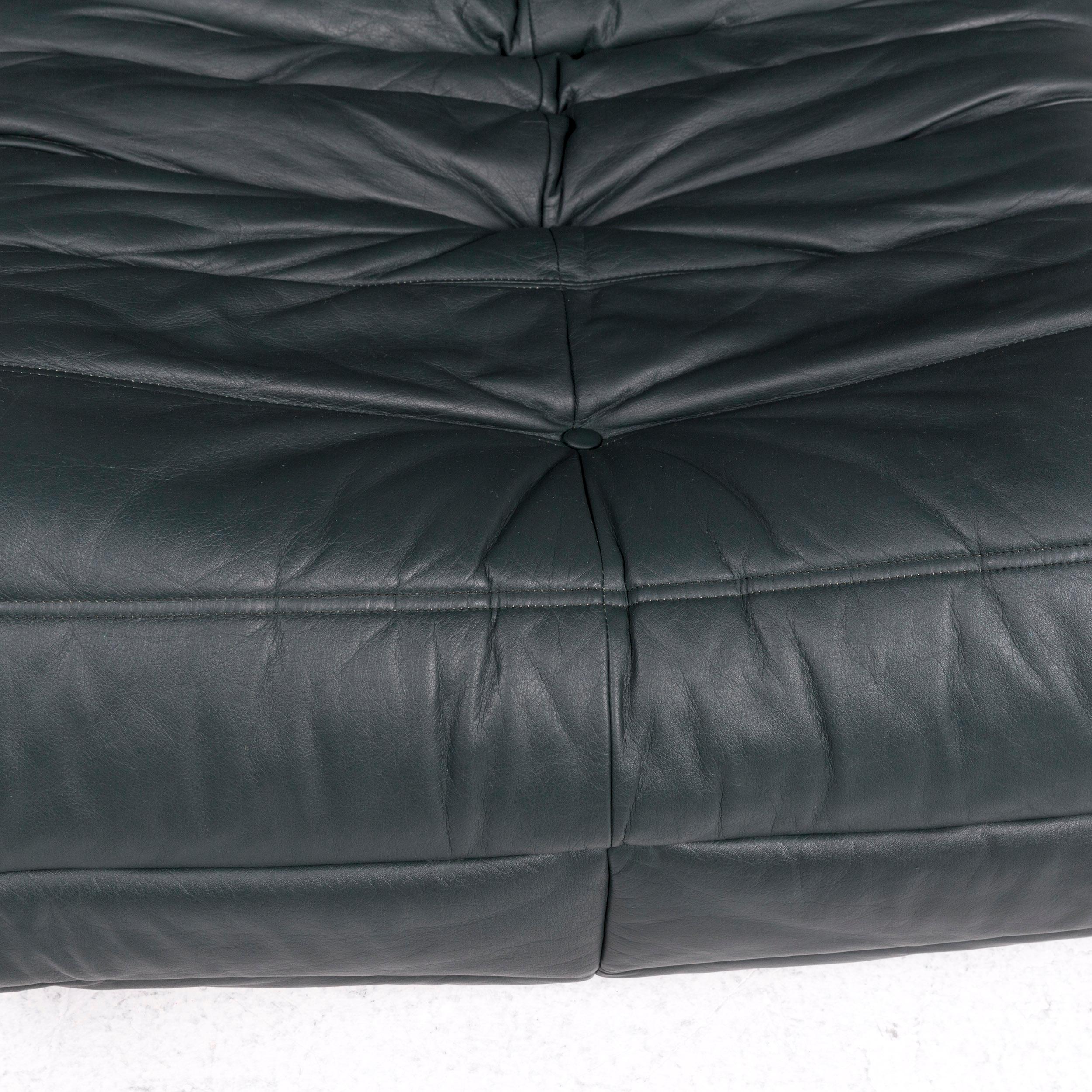 Ligne Roset Togo Leather Sofa Set Green Dark Green 1 Corner Sofa 1 Armchair 6