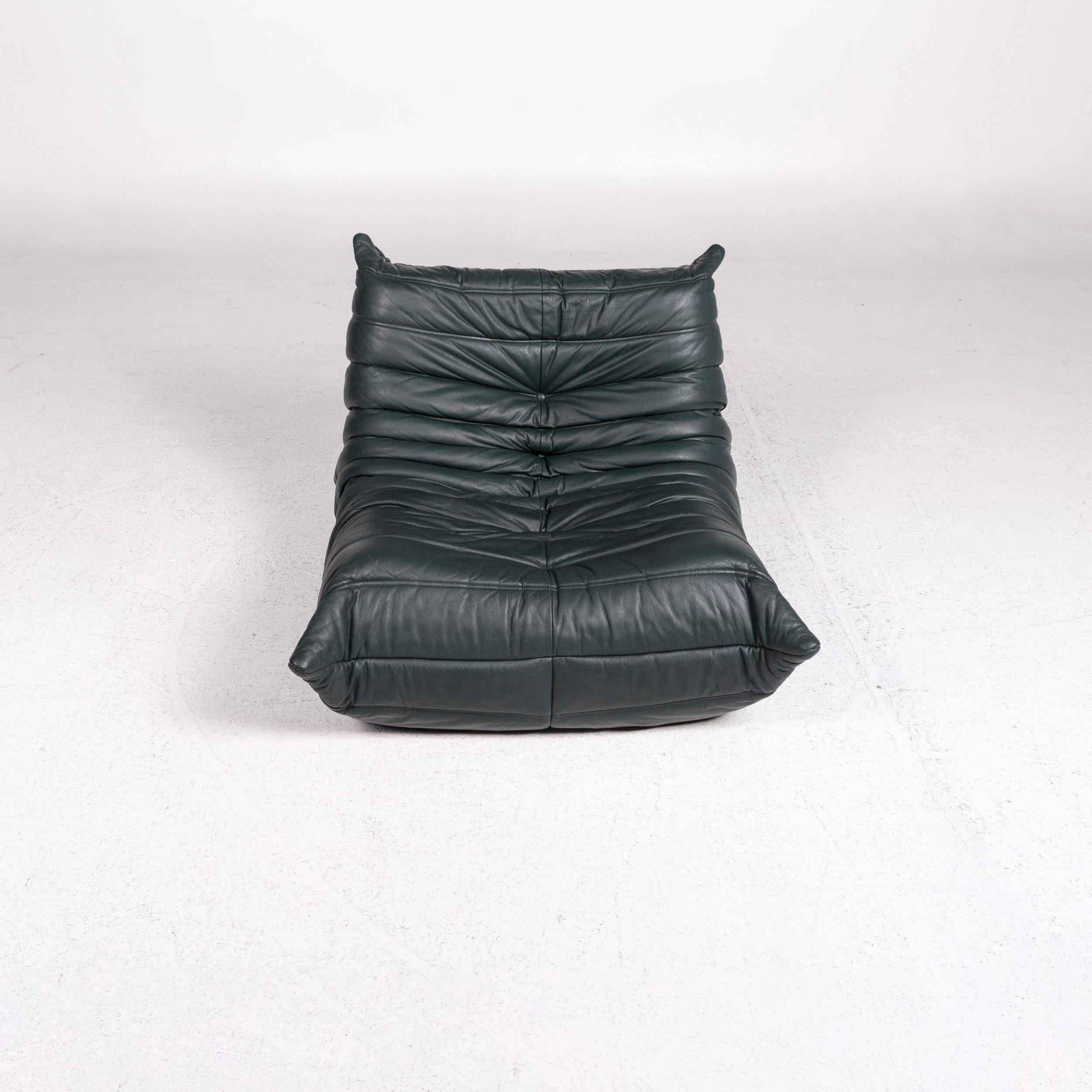 Ligne Roset Togo Leather Sofa Set Green Dark Green 1 Corner Sofa 1 Armchair 9