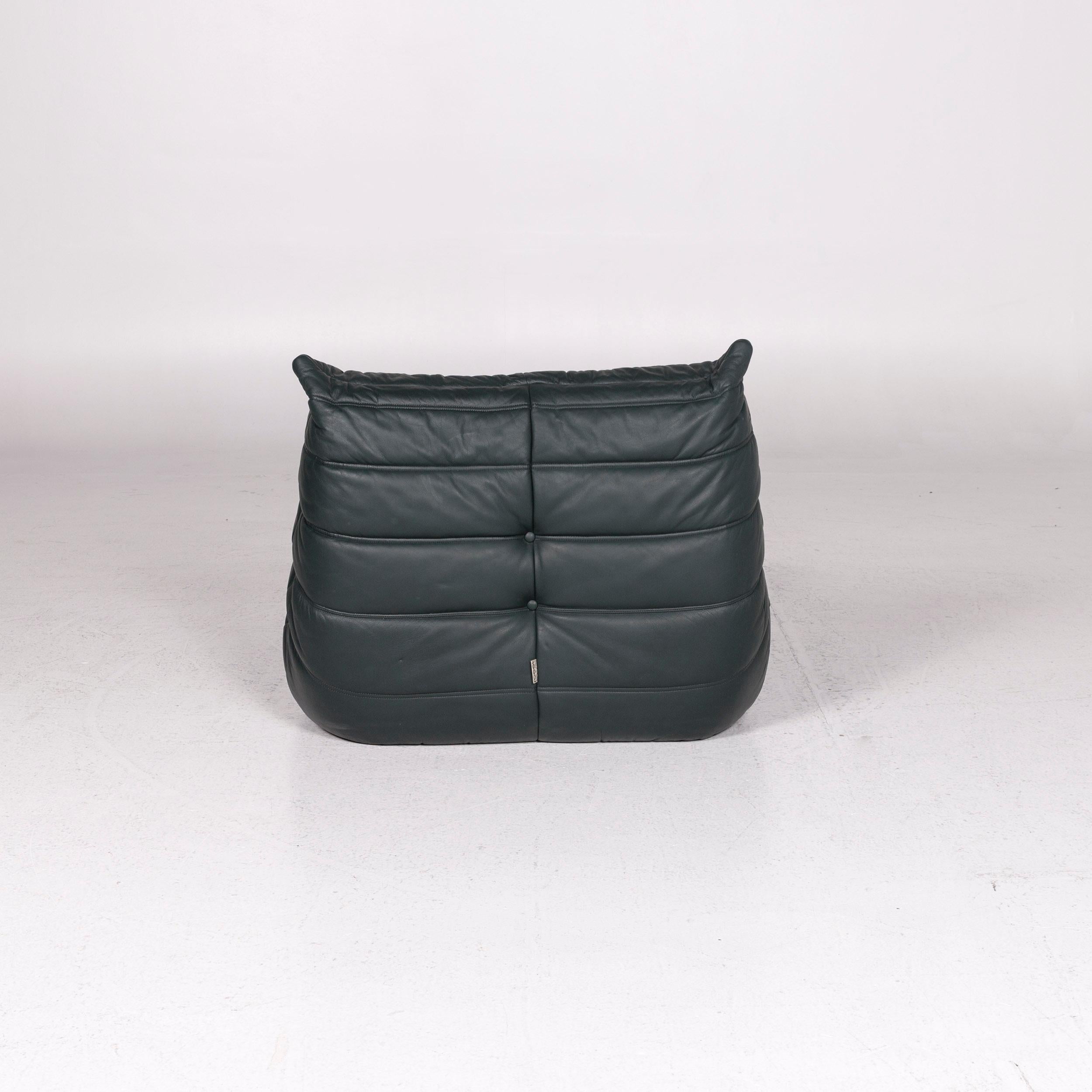Ligne Roset Togo Leather Sofa Set Green Dark Green 1 Corner Sofa 1 Armchair 11