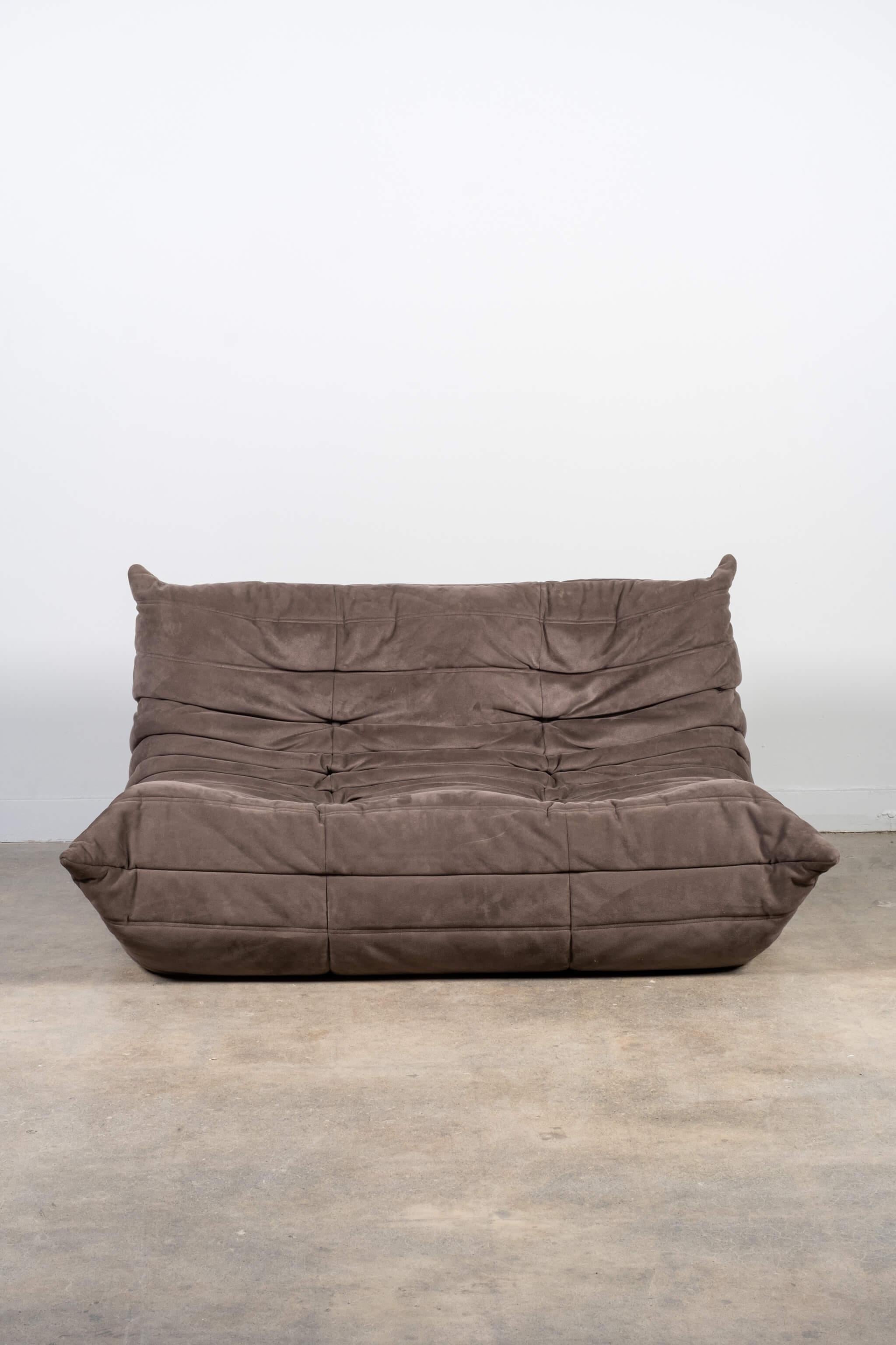 Late 20th Century Ligne Roset Togo, Set of 3 in Alcantara Grey Suede by Michel Ducaroy.  For Sale
