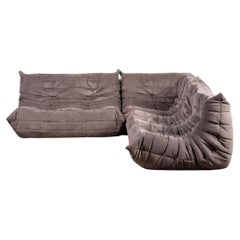 Ligne Roset Togo, Set of 3 in Alcantara Grey Suede by Michel Ducaroy. 