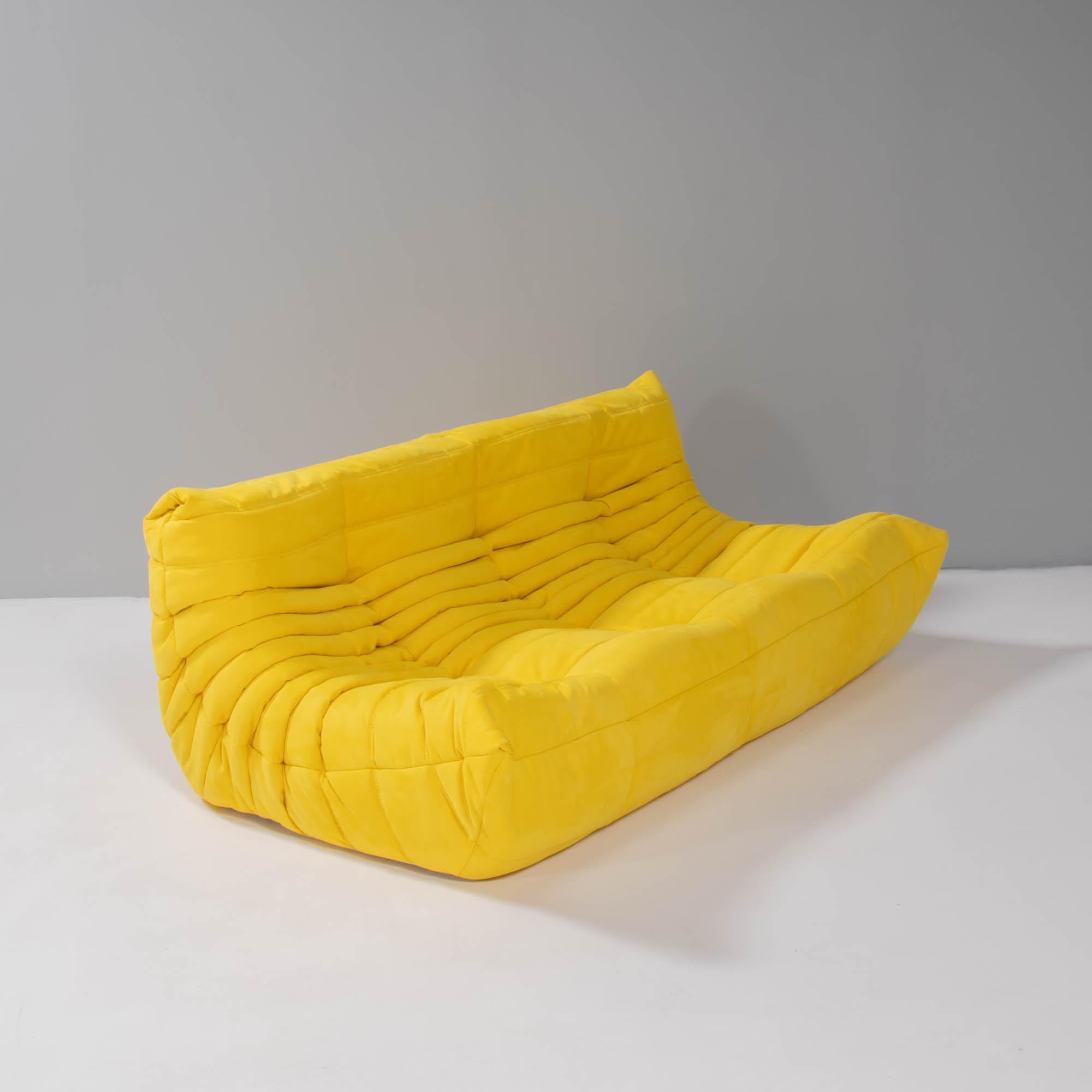 Ligne Roset Togo Sofa by Michel Ducaroy in Yellow, Set of 3 1