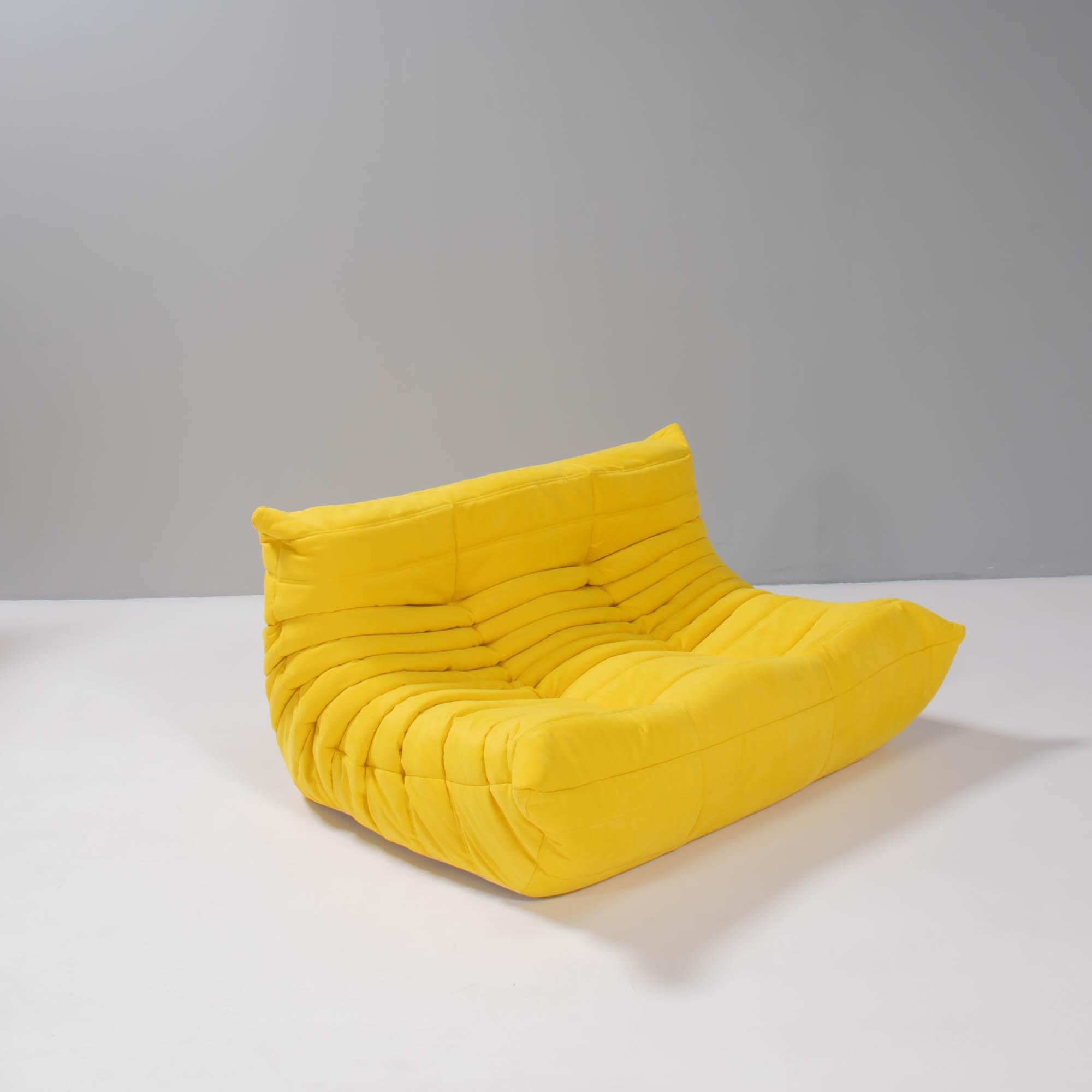 French Ligne Roset Togo Sofa by Michel Ducaroy in Yellow, Set of 3