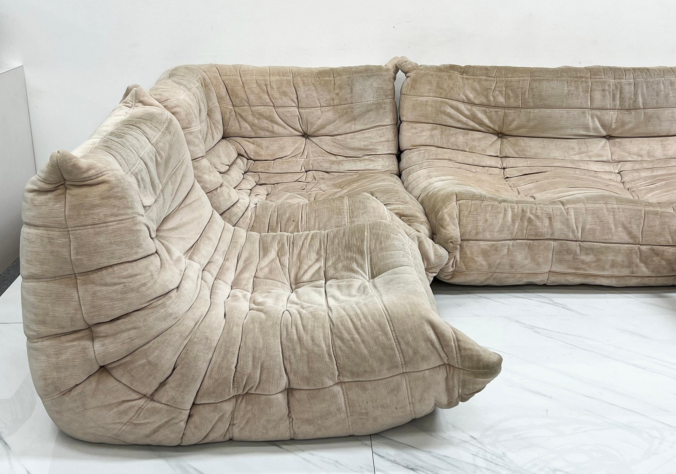 Ligne Roset Togo Sofa, Six Piece Sectional Designed by Michel Ducaroy, 1970's In Good Condition In Culver City, CA