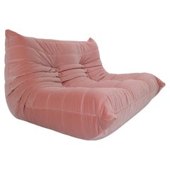 Ligne Roset "Togo" Sofa Upholstered in Pink Velvet Fabric, Michel Ducaroy, 1973