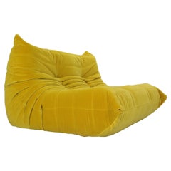 Ligne Roset "Togo" Sofa Upholstered in Yellow Velvet Fabric, Michel Ducaroy 1973