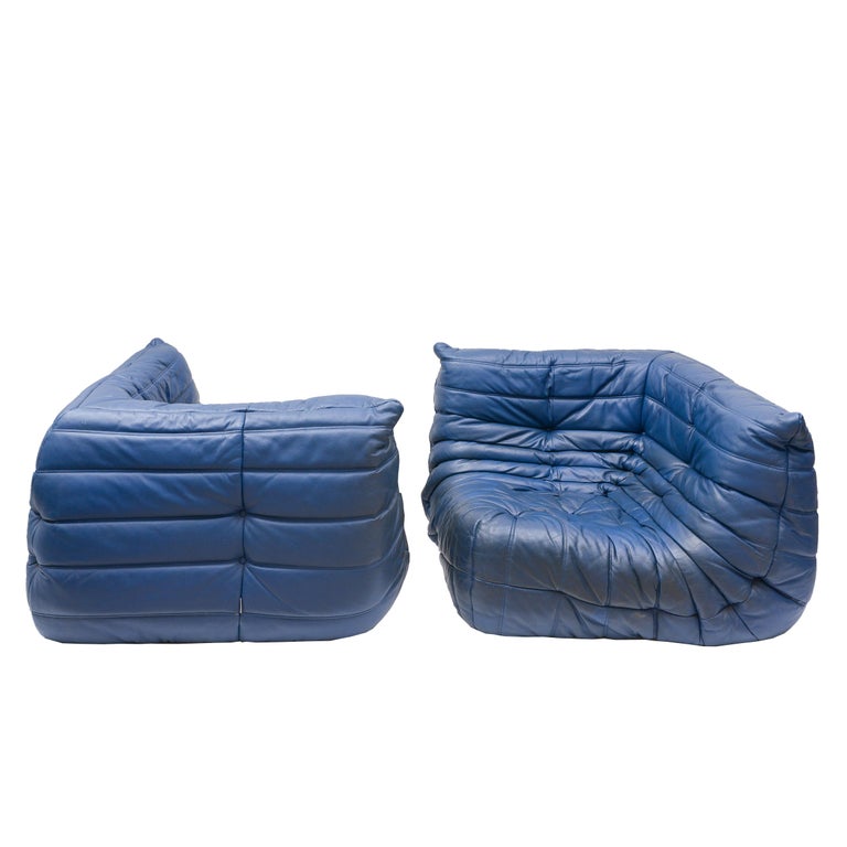 Ligne Roset Togo Vintage Pair Blue Corner Chairs at 1stDibs toga