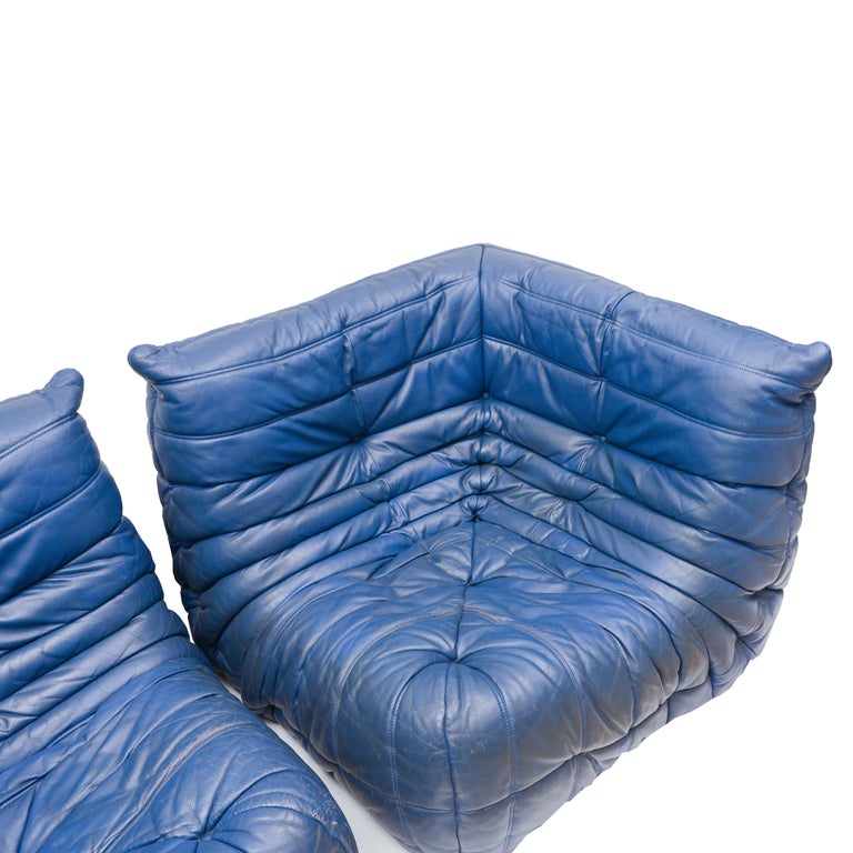 Ligne Roset Togo Vintage Pair Blue Corner Chairs at 1stDibs toga
